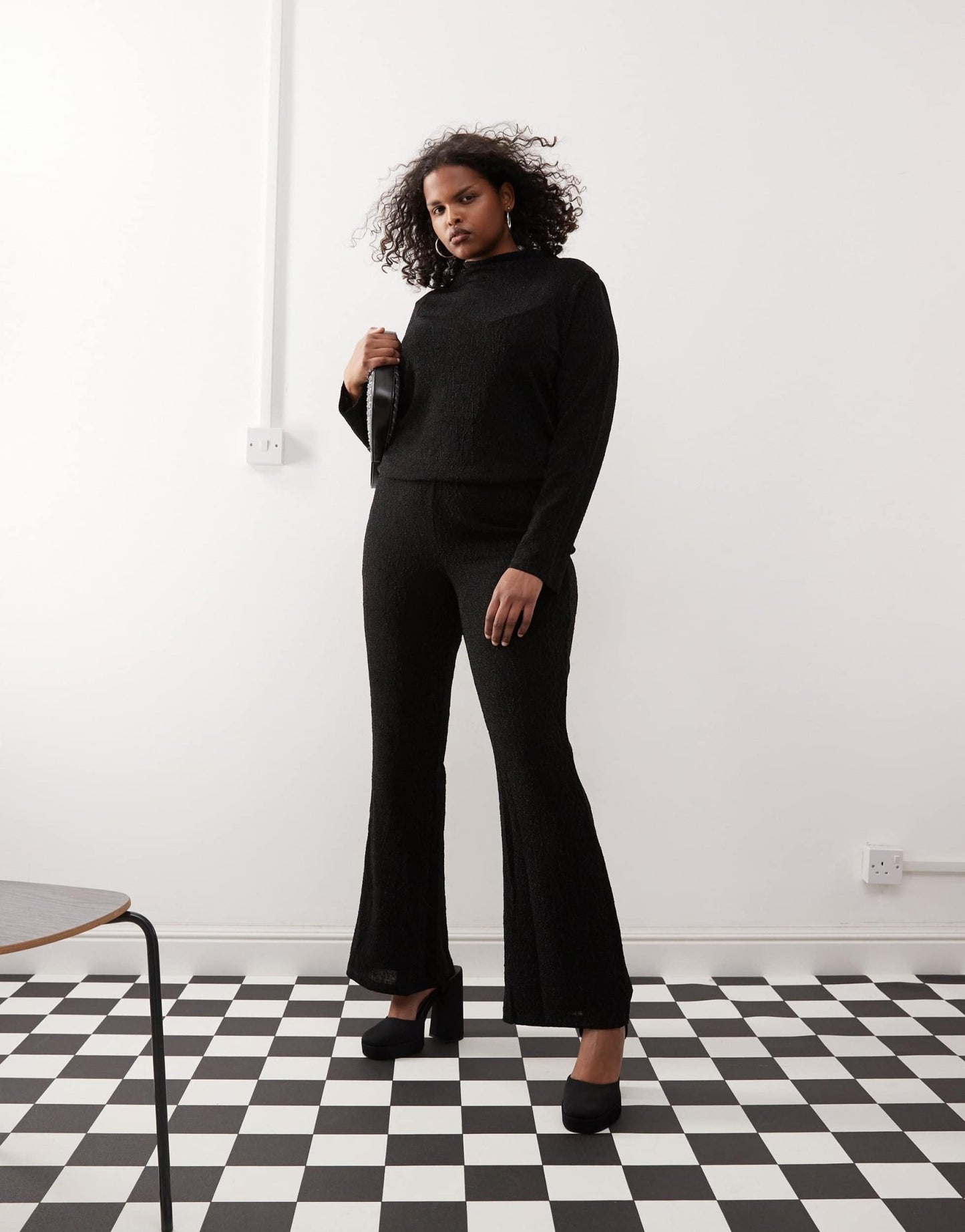 Noisy May Curve high neck glitter top co - ord in black - ASOS Sample Sale