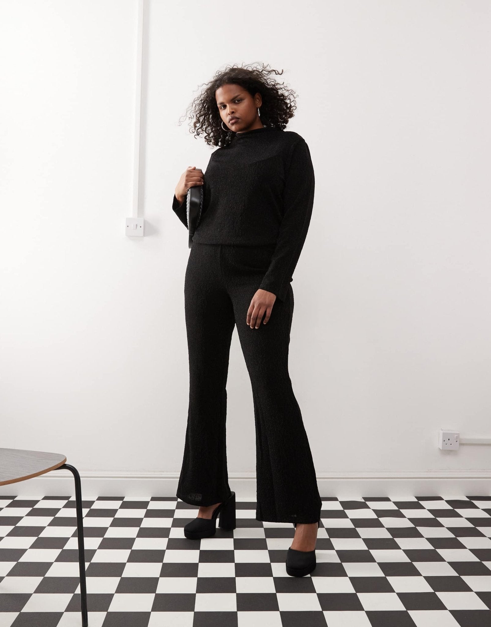 Noisy May Curve high neck glitter top co - ord in black - ASOS Sample Sale