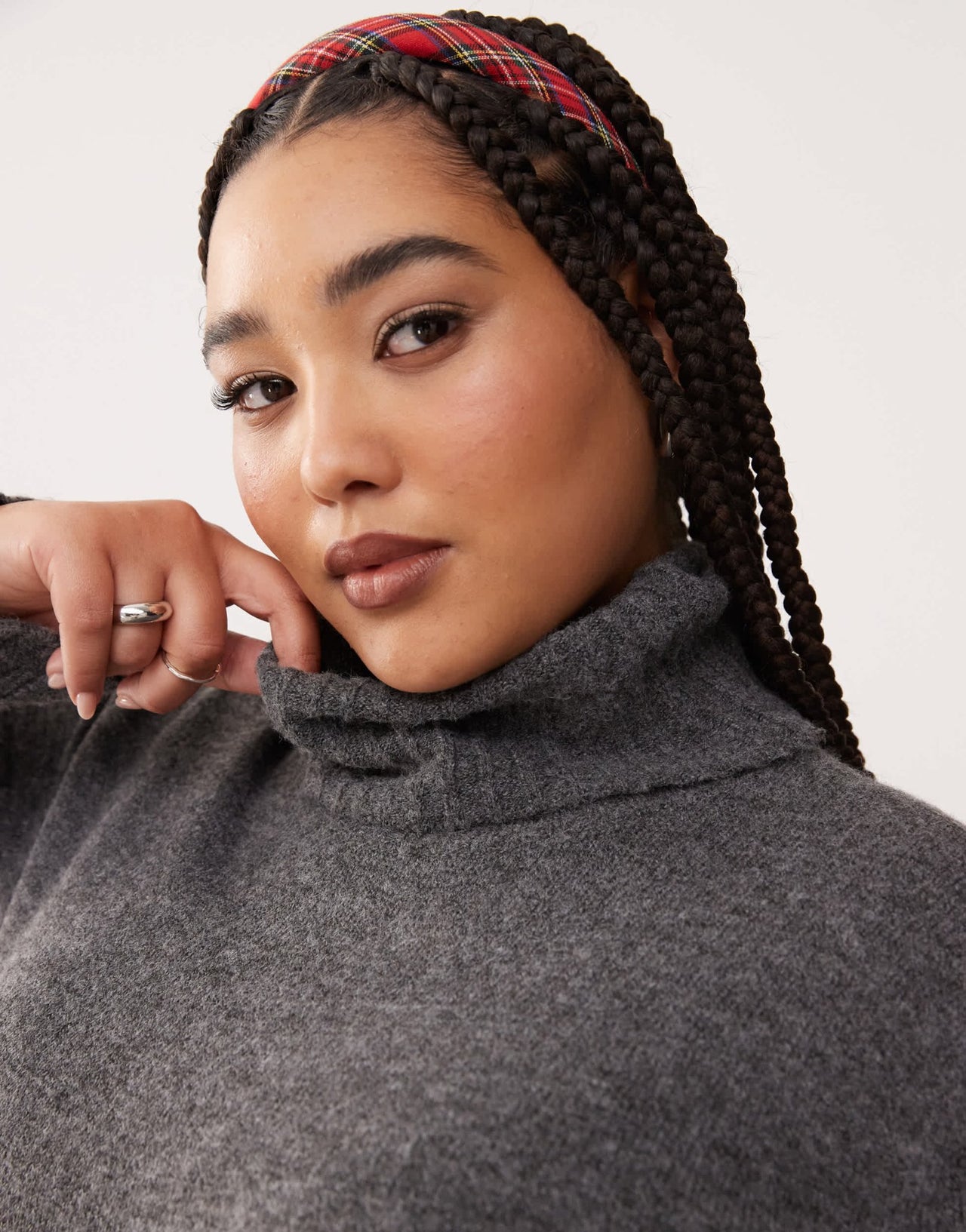 Noisy May Curve high neck knitted midi jumper dress in grey - ASOS Sample Sale
