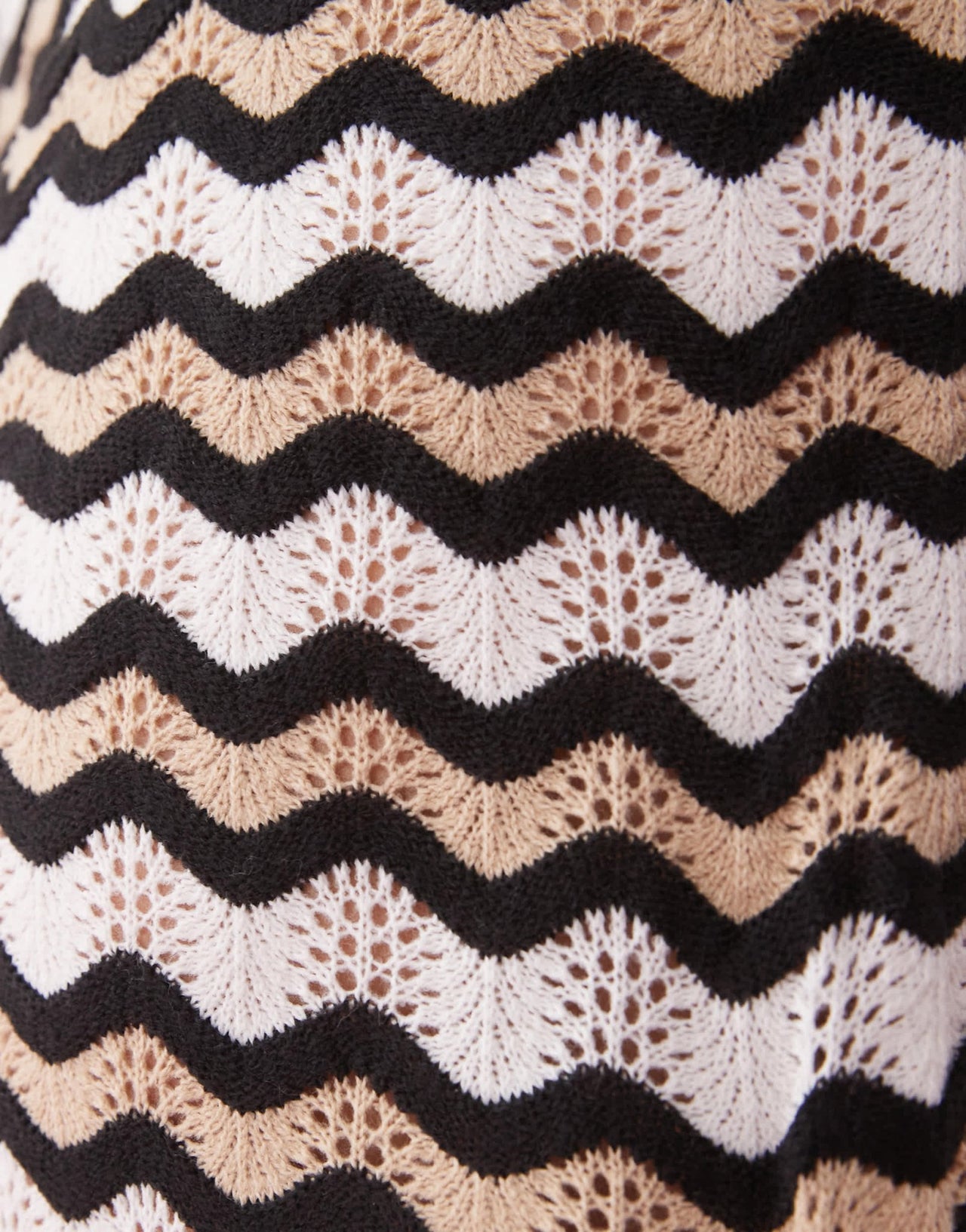 Noisy May Curve loose fit crochet trouser co-ord in black & beige wave - ASOS Sample Sale