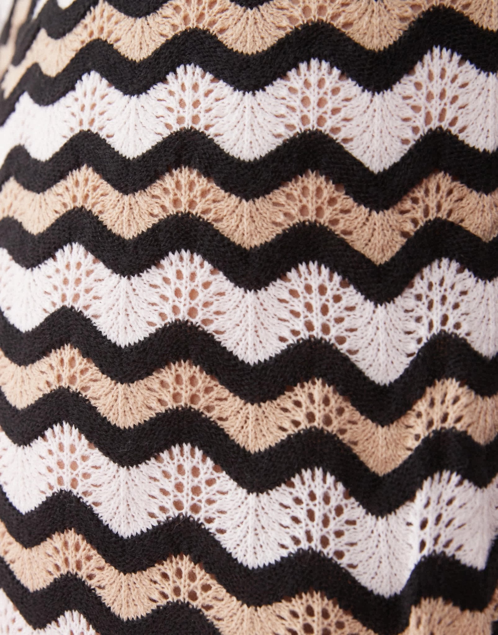 Noisy May Curve loose fit crochet trouser co-ord in black & beige wave - ASOS Sample Sale