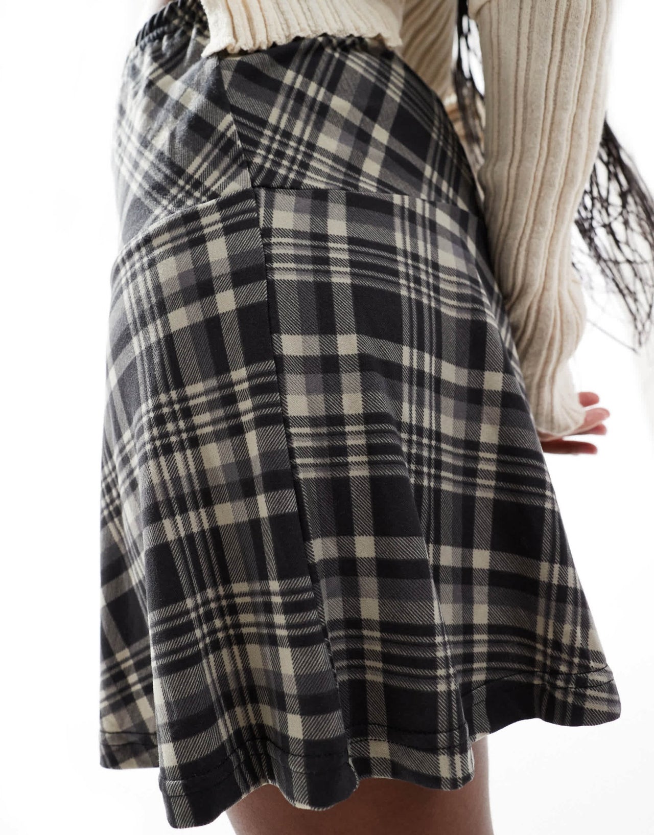 Noisy May elasticated mini skirt in black check - ASOS Sample Sale