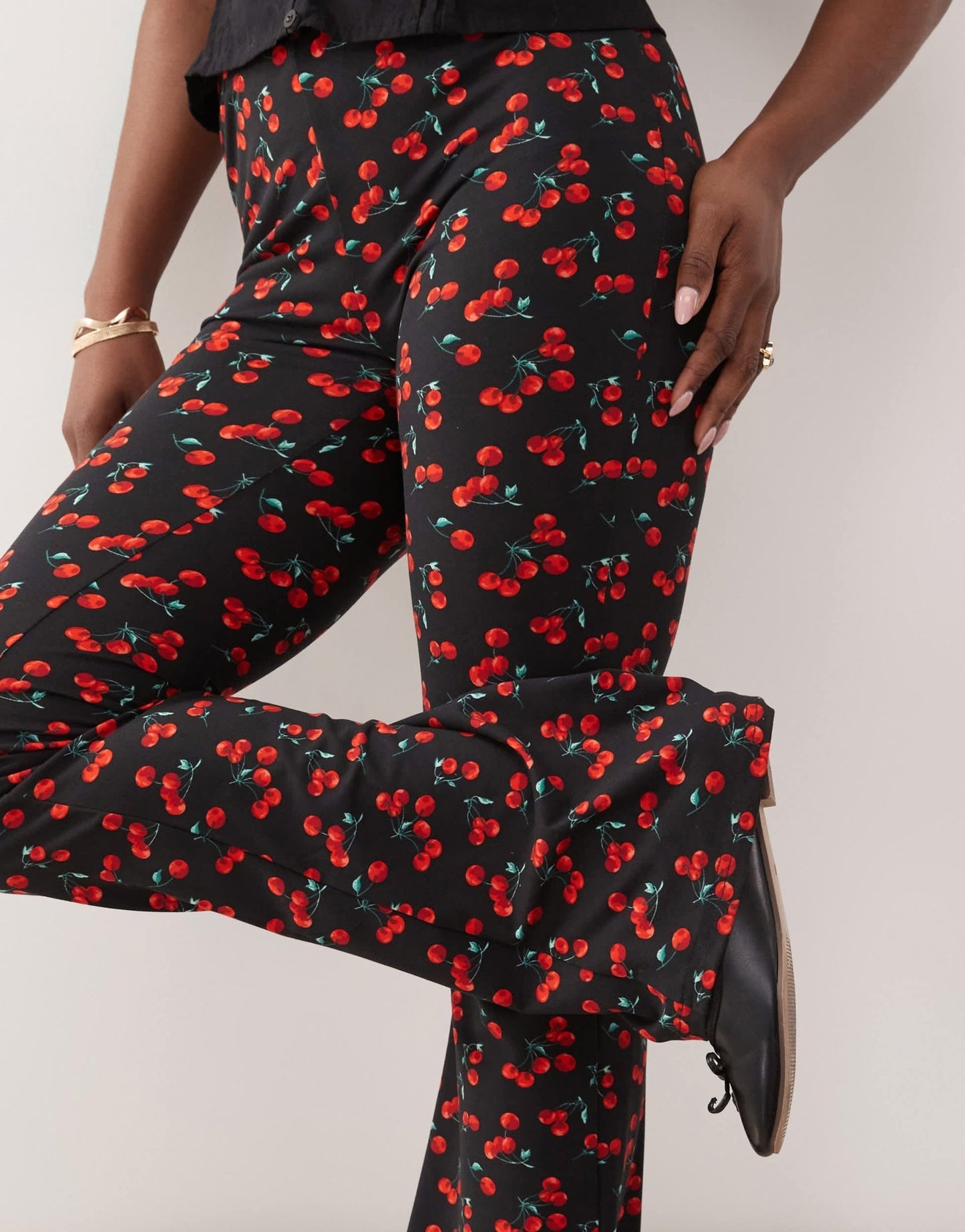Noisy May flare trouser in cherry print - ASOS Sample Sale