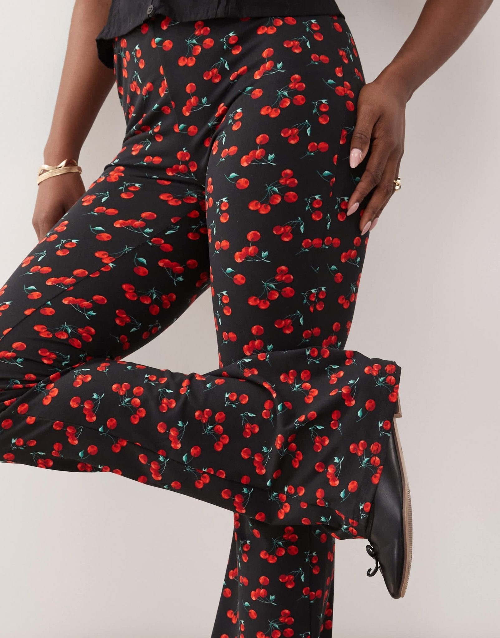 Noisy May flare trouser in cherry print - ASOS Sample Sale