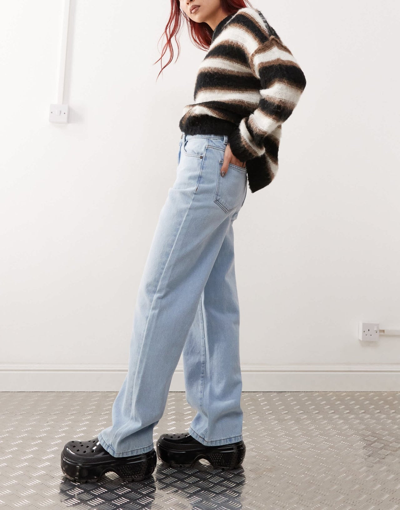 Noisy May Pixie high waist boyfriend jeans in light blue wash - ASOS Sample Sale