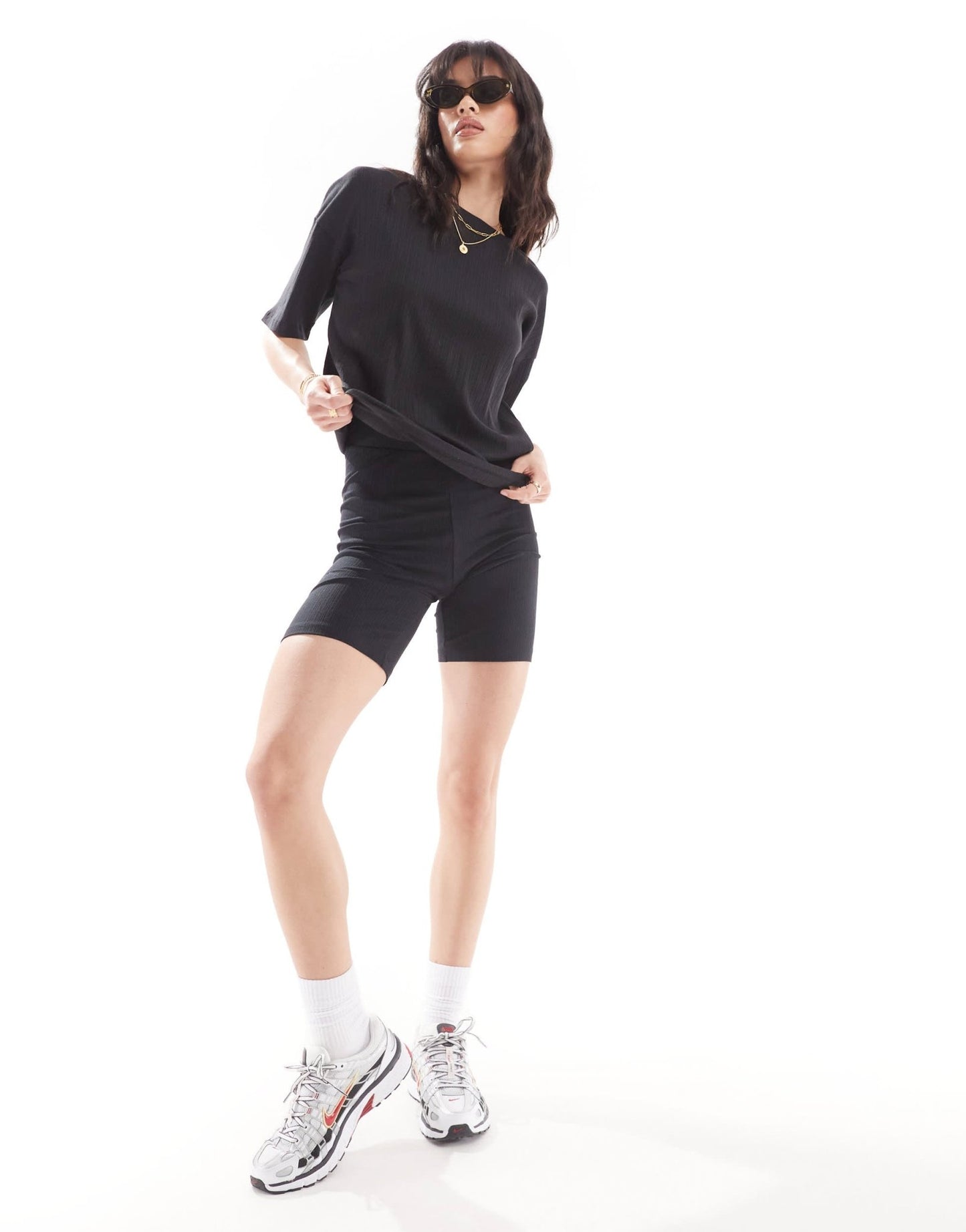 Noisy May ribbed legging short co - ord in black - ASOS Sample Sale