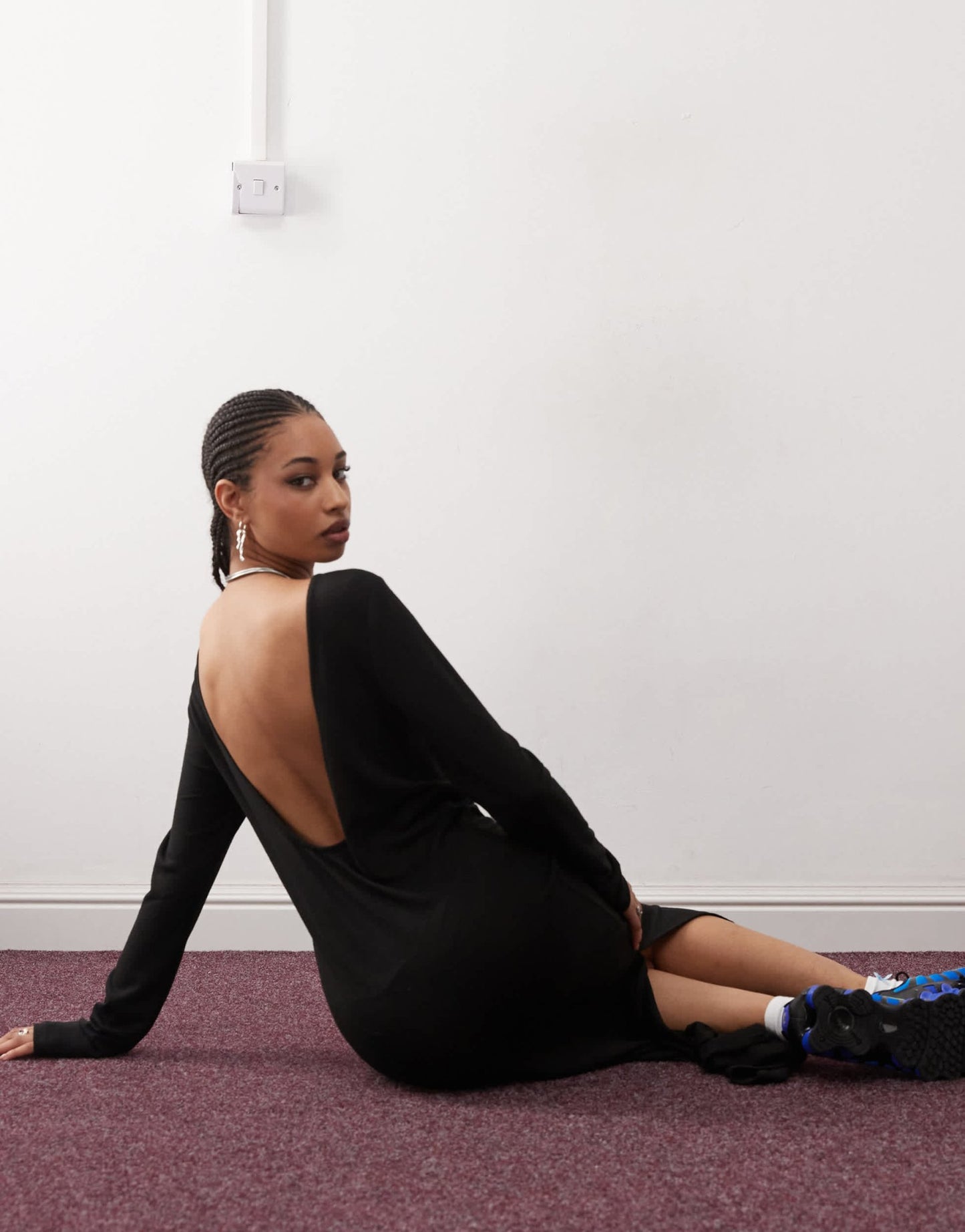 Noisy May scoop back knitted maxi dress in black texture - ASOS Sample Sale