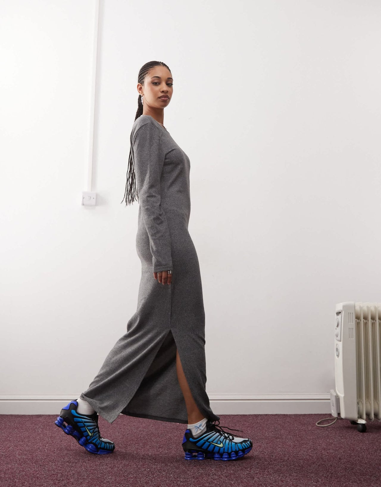 Noisy May scoop back knitted maxi dress in grey texture - ASOS Sample Sale