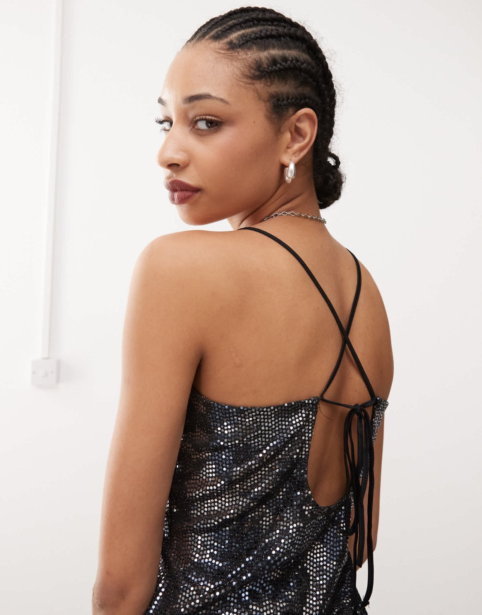 Noisy May tie back sequin mini dress in black - ASOS Sample Sale