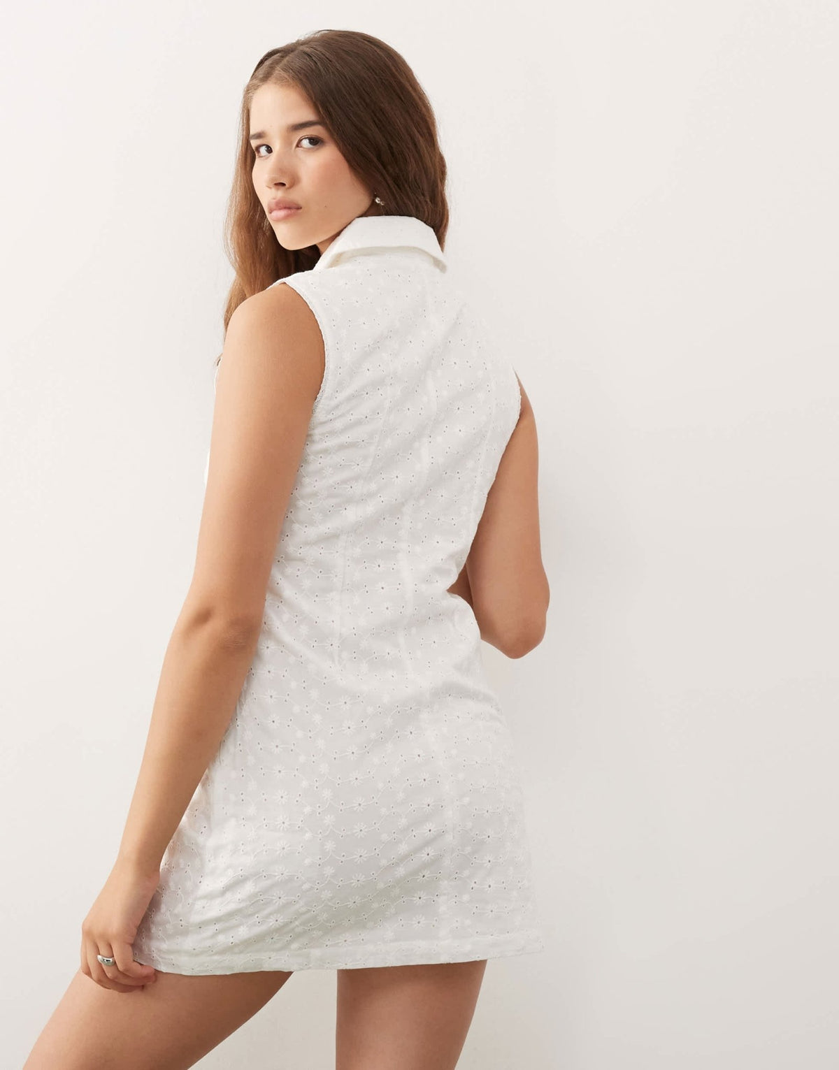 Noisy May tie front broderie polo mini dress in white - ASOS Sample Sale