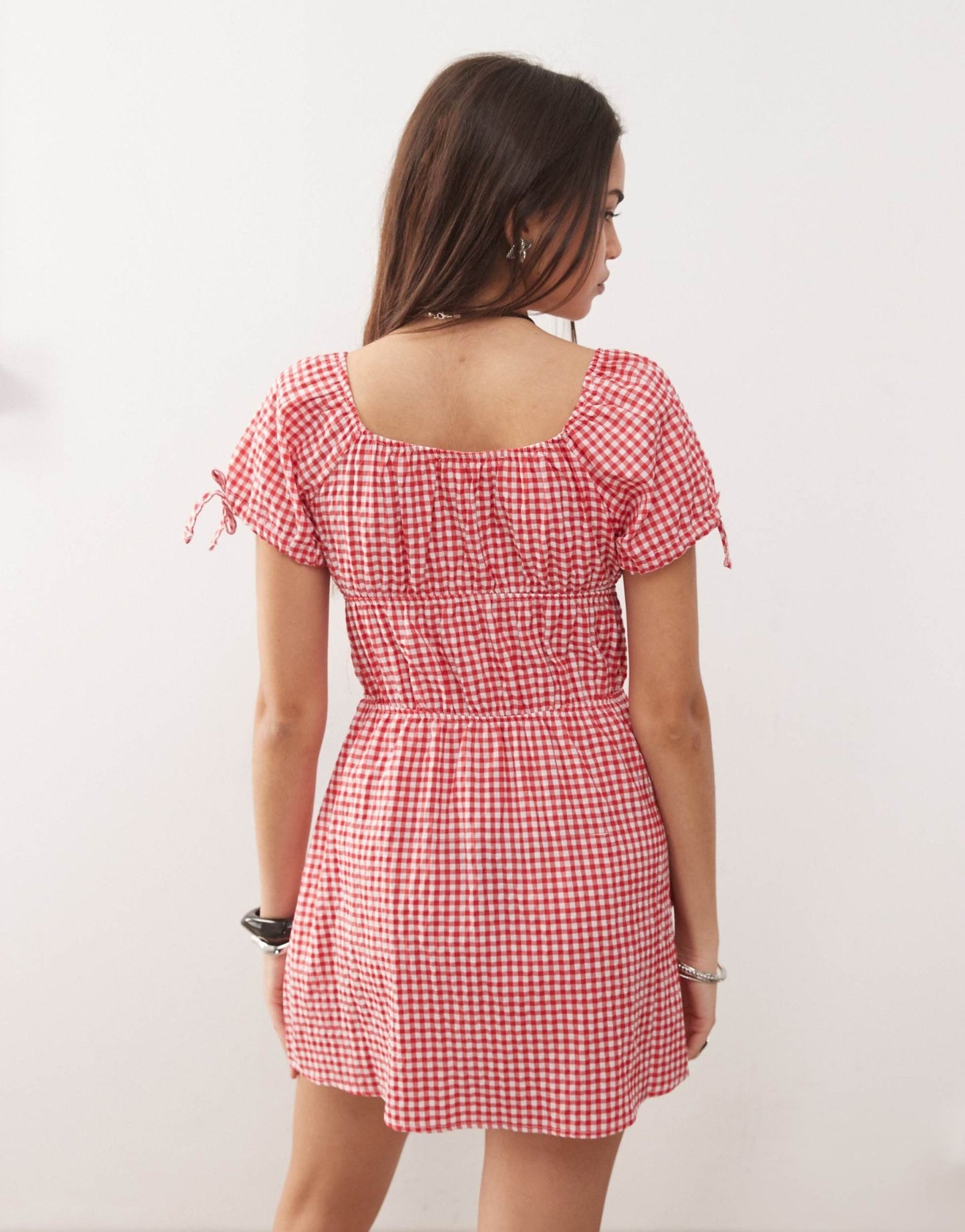 Noisy May tiered mini dress in red gingham - ASOS Sample Sale