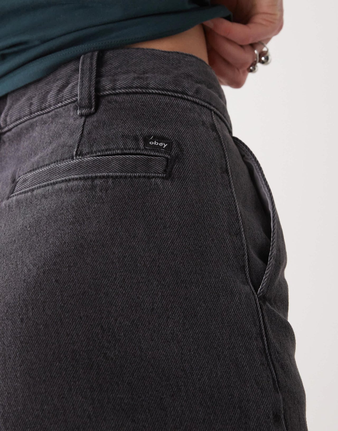 Obey Eli denim pleated shorts in black wash - ASOS Sample Sale