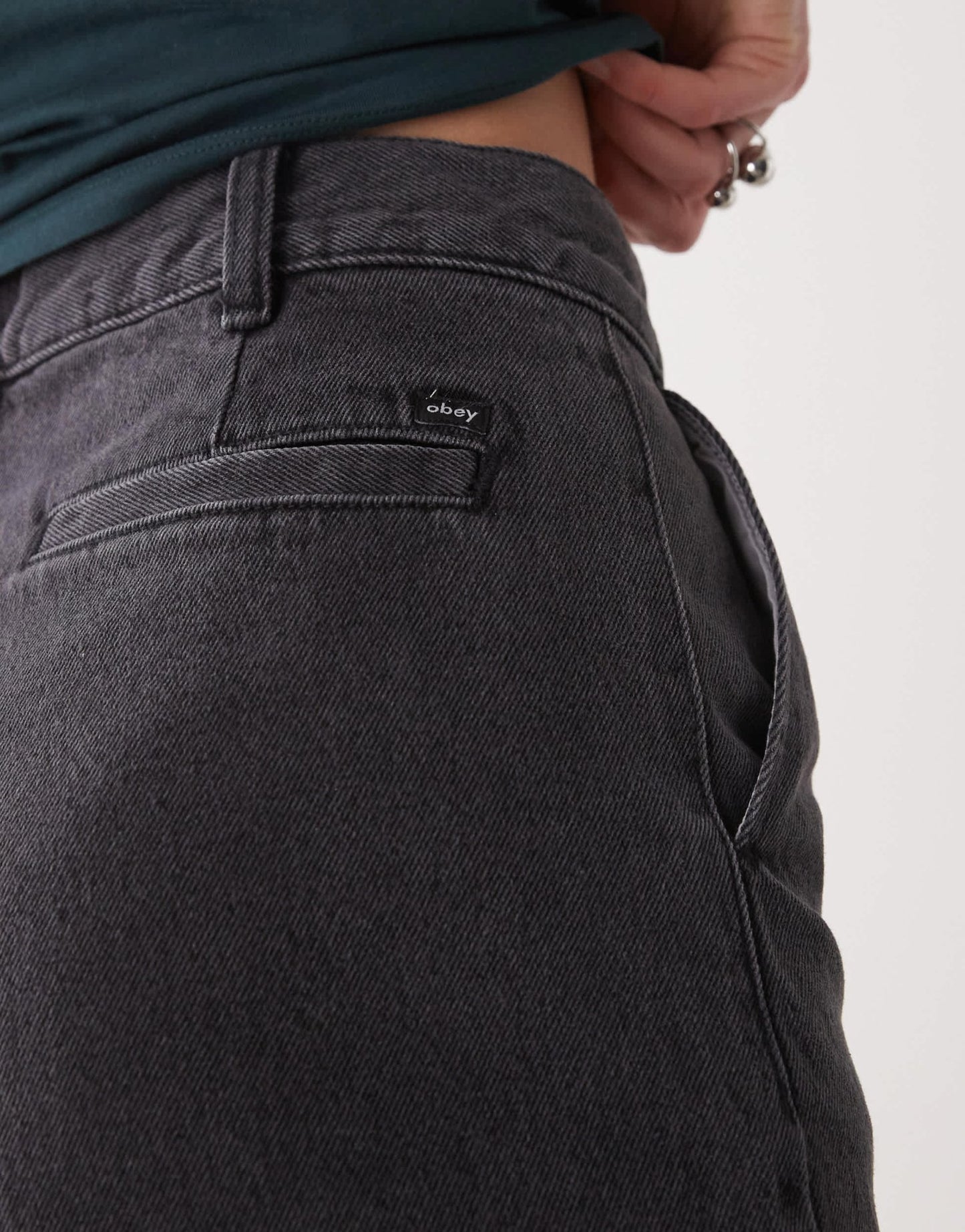 Obey Eli denim pleated shorts in black wash - ASOS Sample Sale