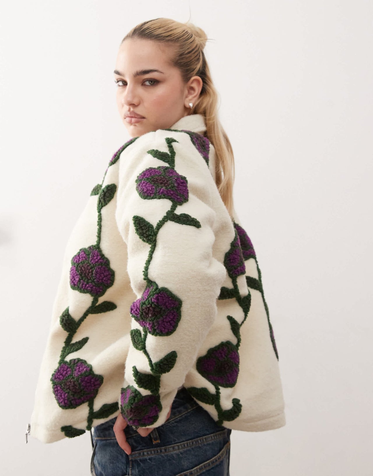 Obey fields jacquard sherpa jacket in multi - ASOS Sample Sale