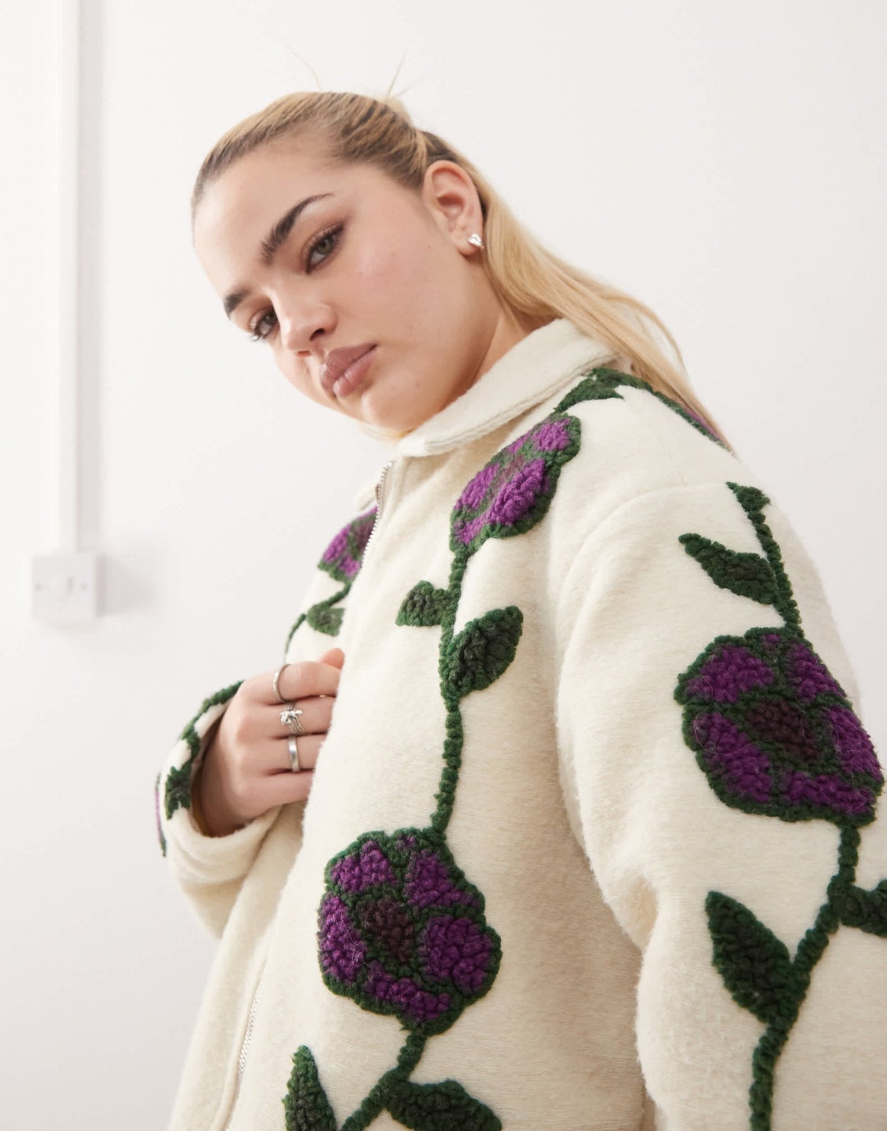 Obey fields jacquard sherpa jacket in multi - ASOS Sample Sale