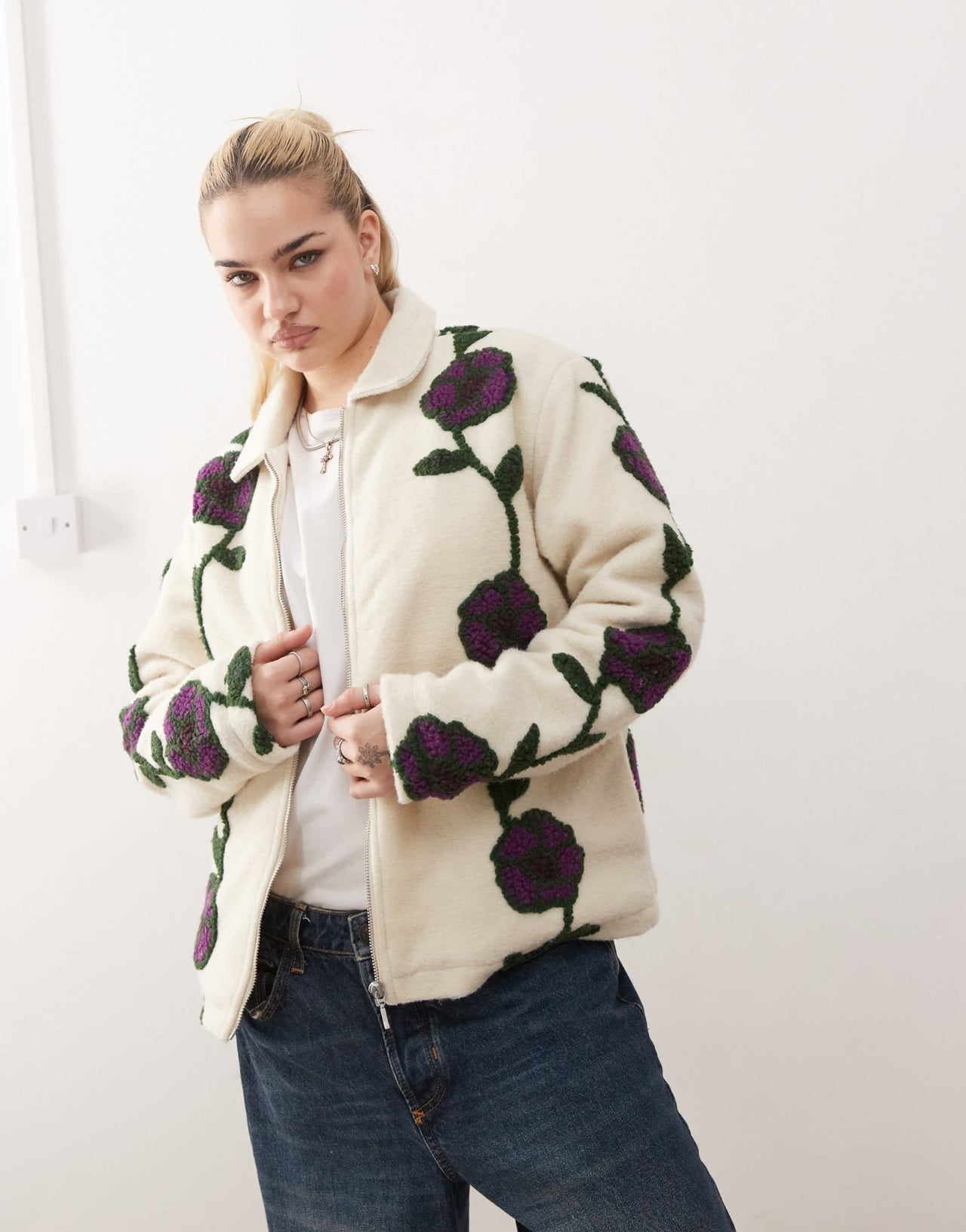Obey fields jacquard sherpa jacket in multi - ASOS Sample Sale