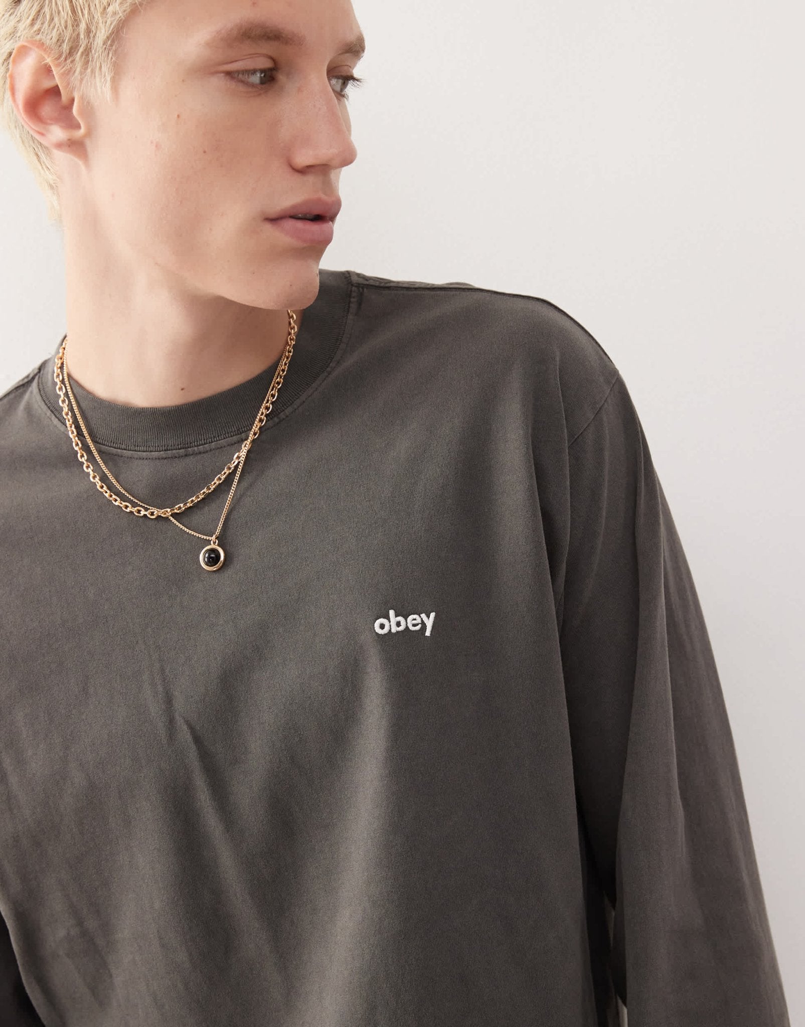 Obey long sleeve logo t-shirt in pigment digital black - ASOS Sample Sale