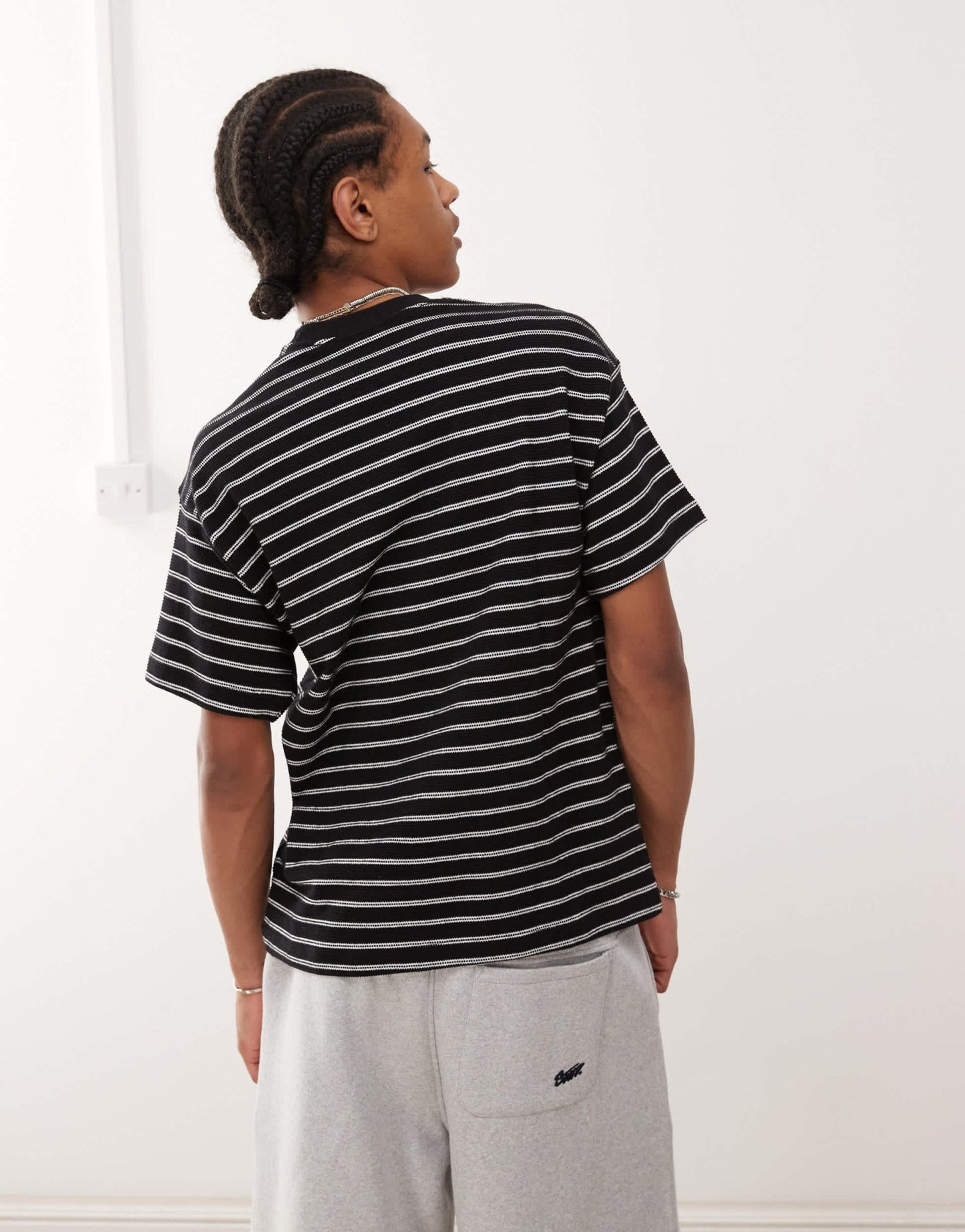 Obey observe relaxed logo striped t-shirt in black and white - ASOS Sample Sale