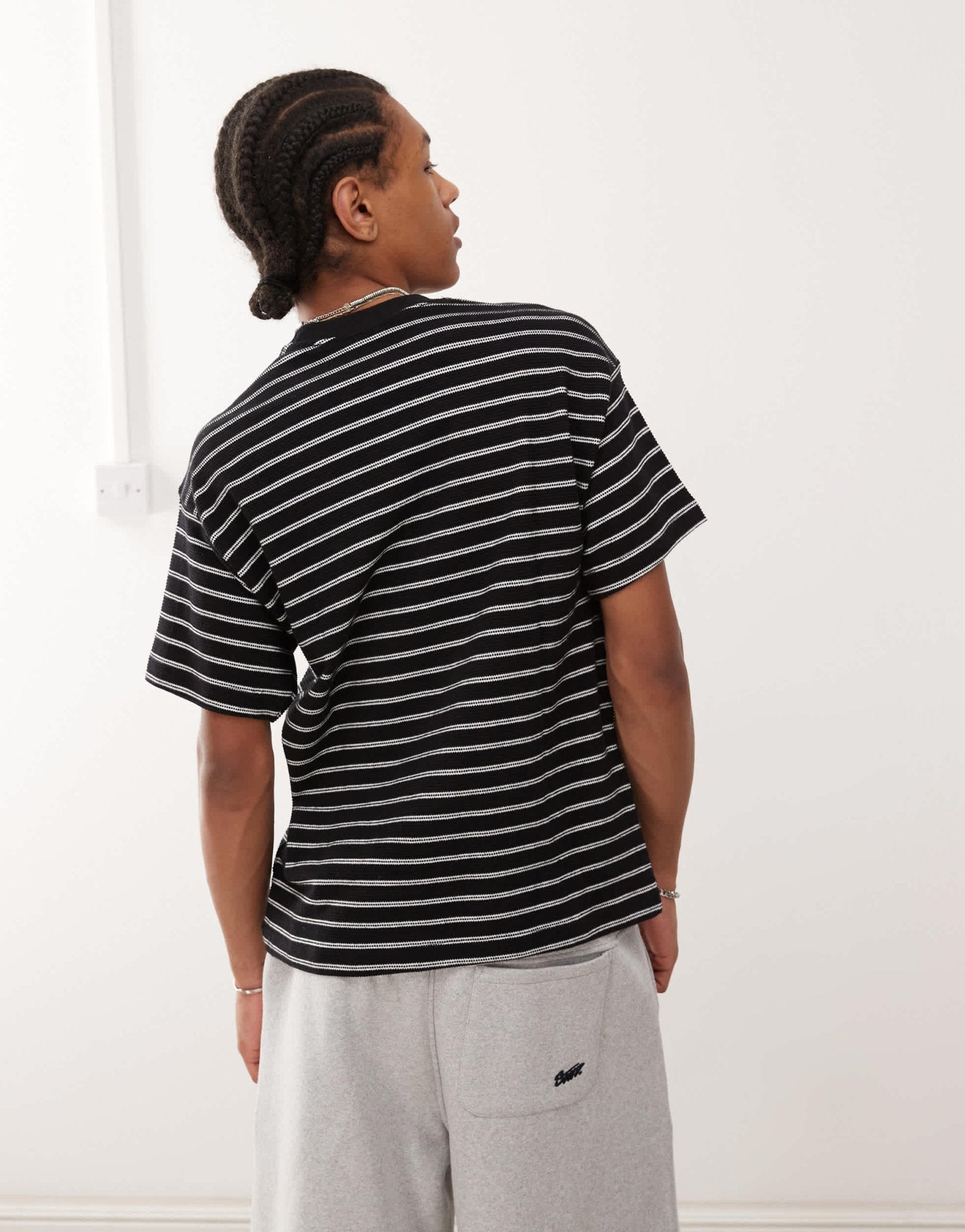 Obey observe relaxed logo striped t-shirt in black and white - ASOS Sample Sale