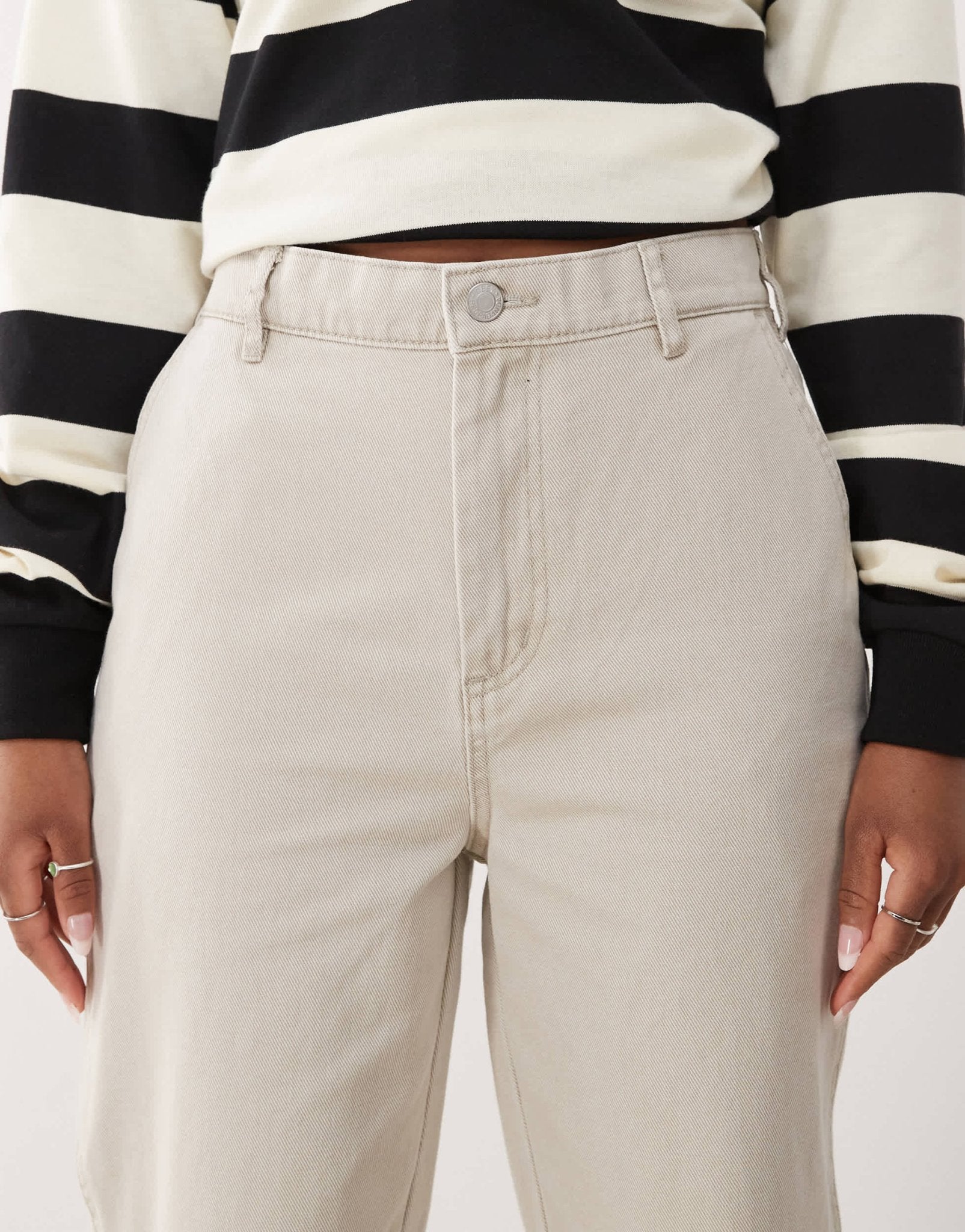 Obey Sybil carpenter denim jeans in faded beige wash - ASOS Sample Sale