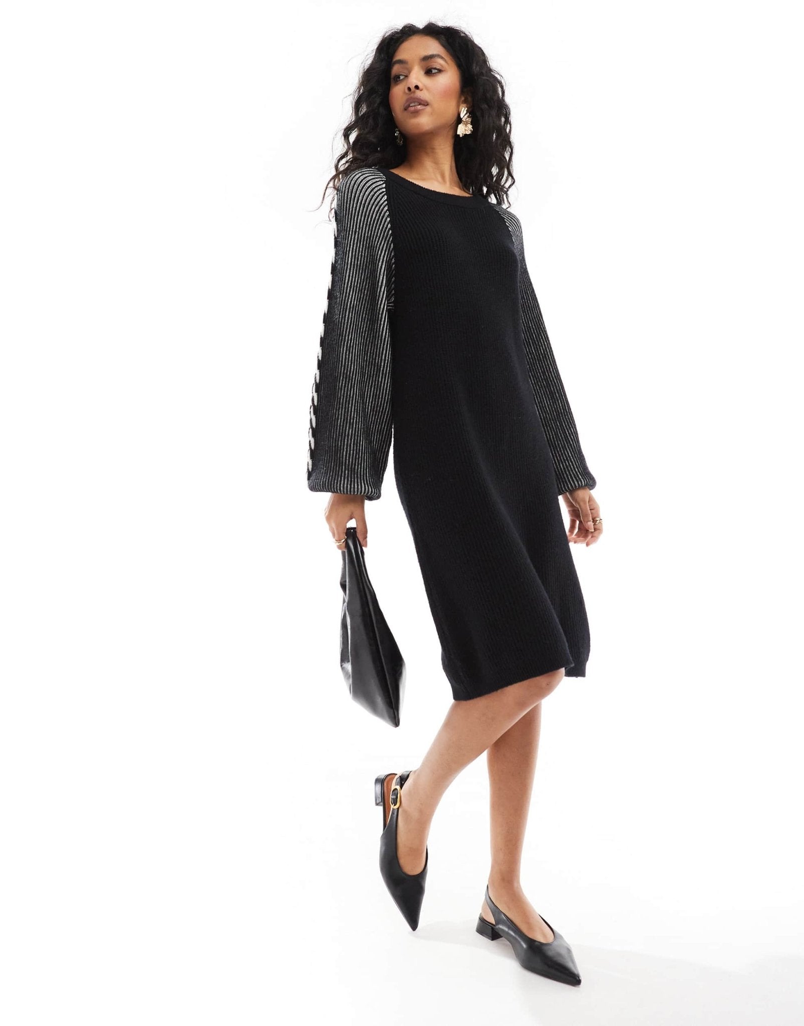 Object chunky rib knitted mini dress in black - ASOS Sample Sale