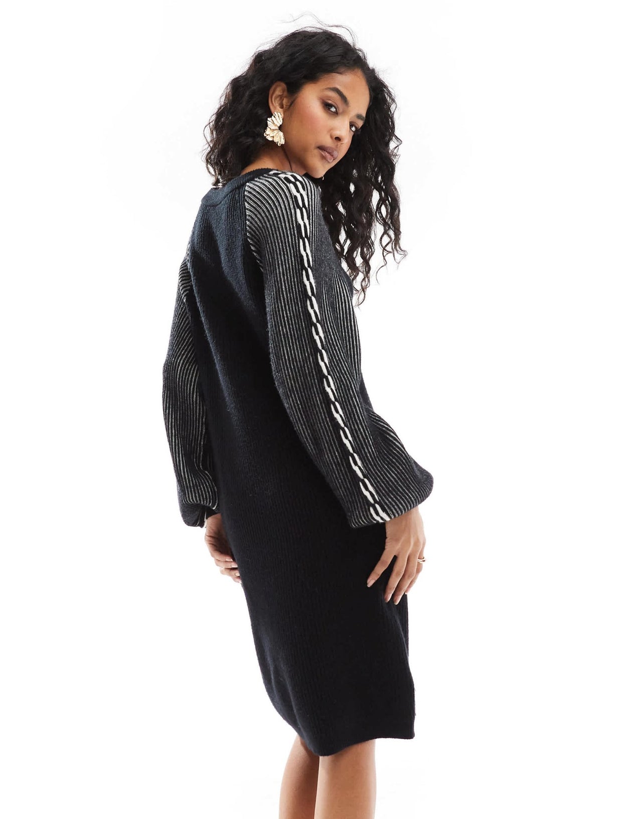 Object chunky rib knitted mini dress in black - ASOS Sample Sale