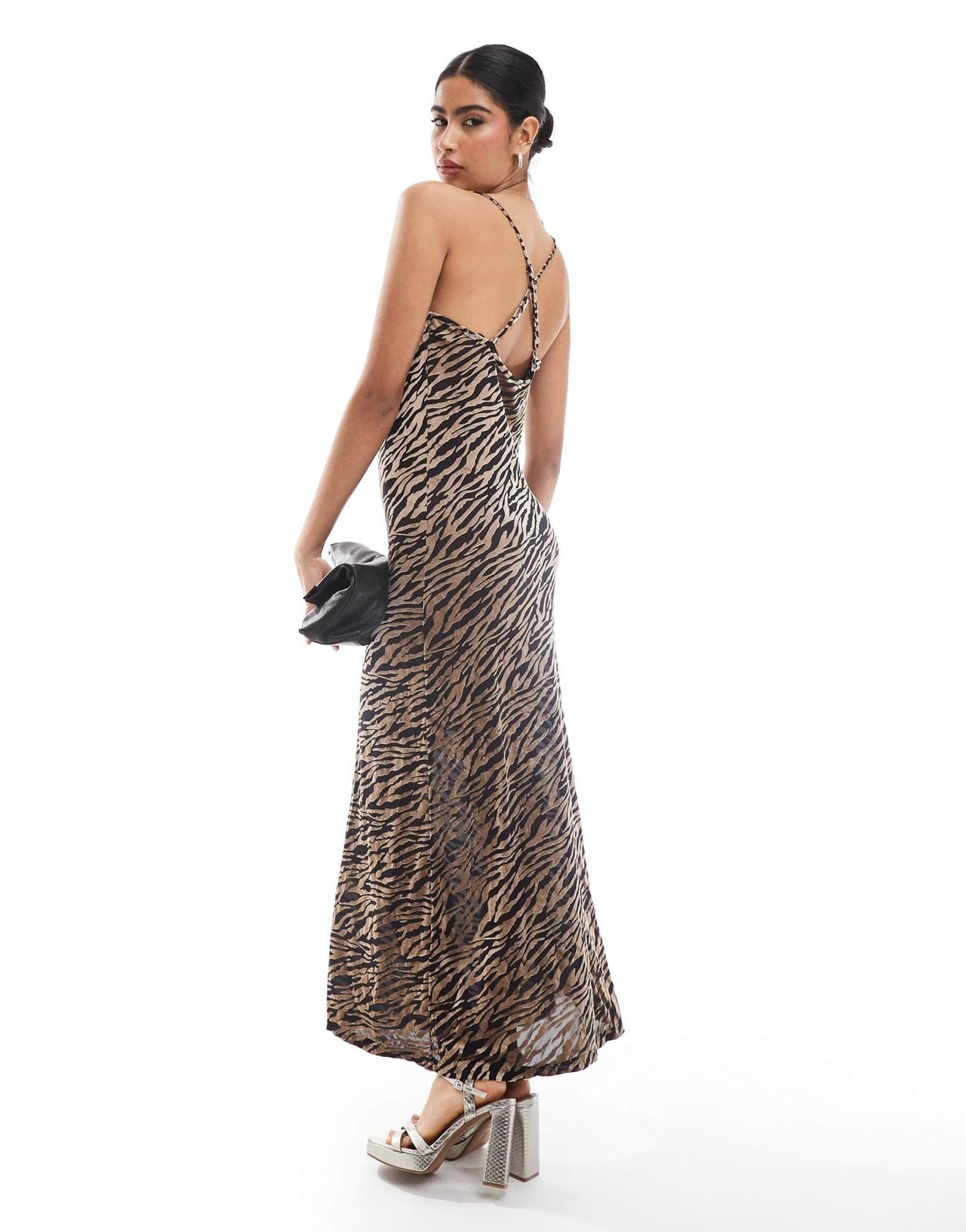 Object cowl neck devore midi slip dress in zebra print - ASOS Sample Sale
