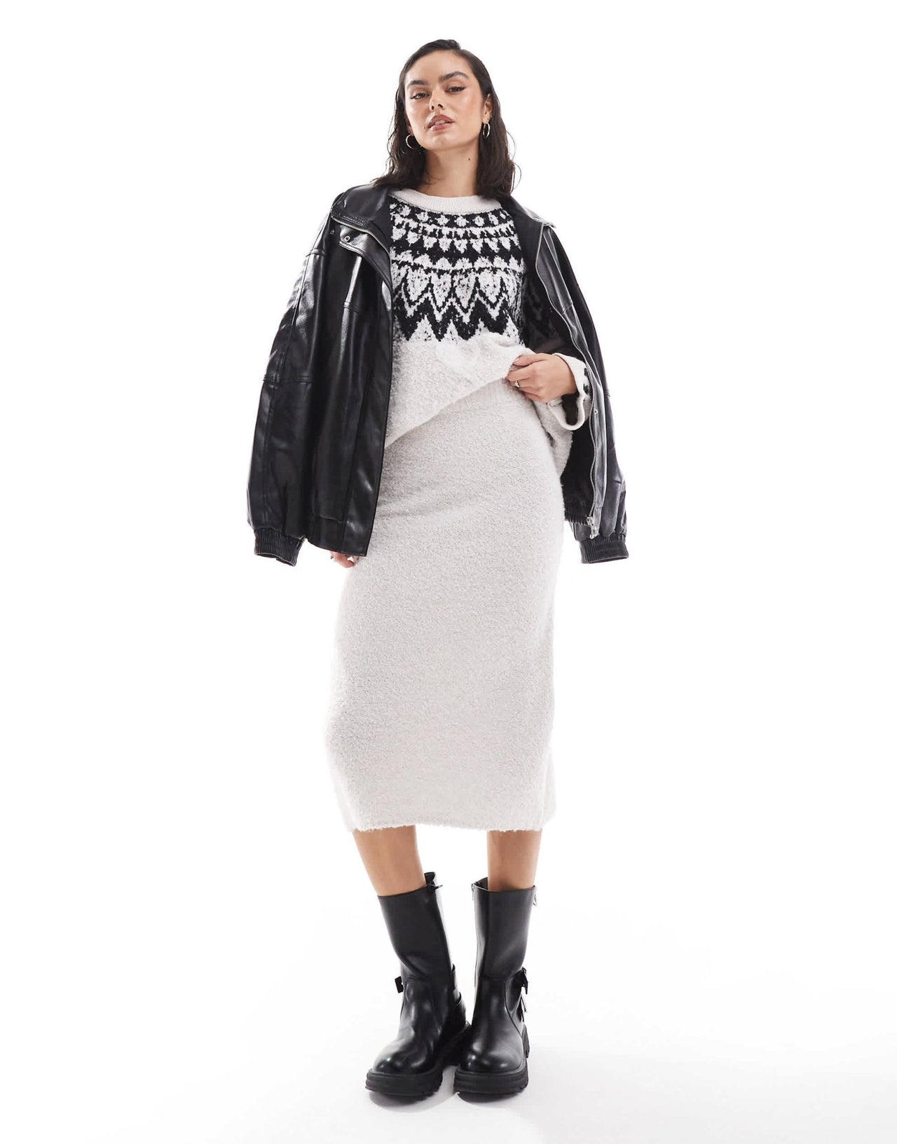 Object fluffy knitted midi skirt co - ord in cream - ASOS Sample Sale