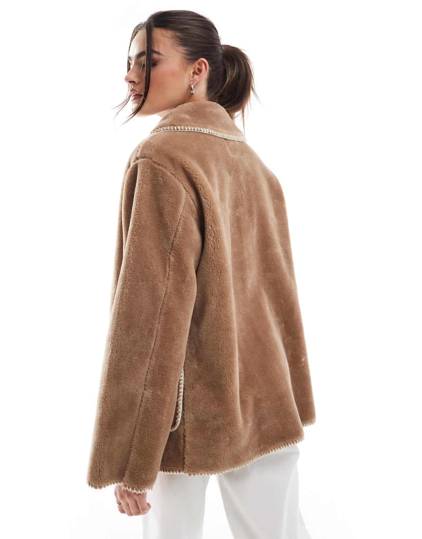 Object fur jacket with toggle fastenings in tobacco brown - ASOS Sample Sale