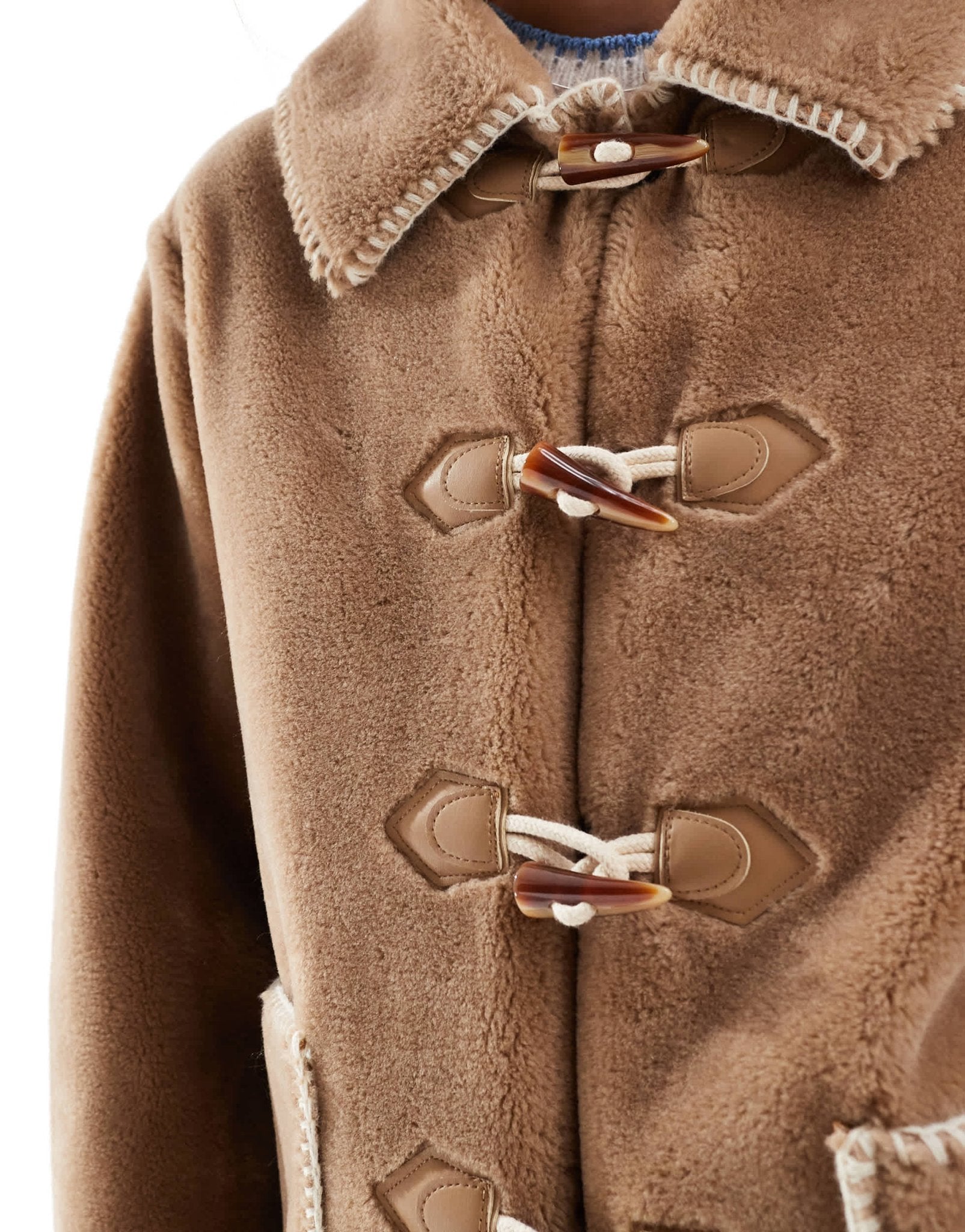 Object fur jacket with toggle fastenings in tobacco brown - ASOS Sample Sale
