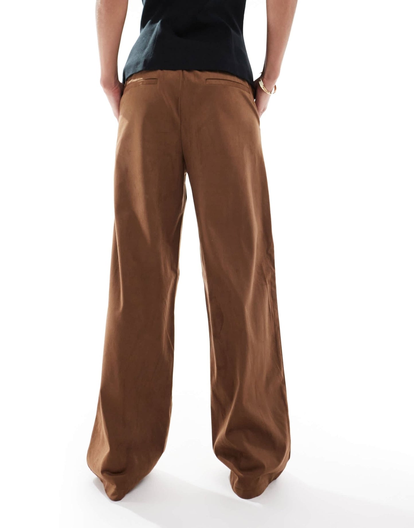 Object premium faux suede wide leg trousers in camel - ASOS Sample Sale