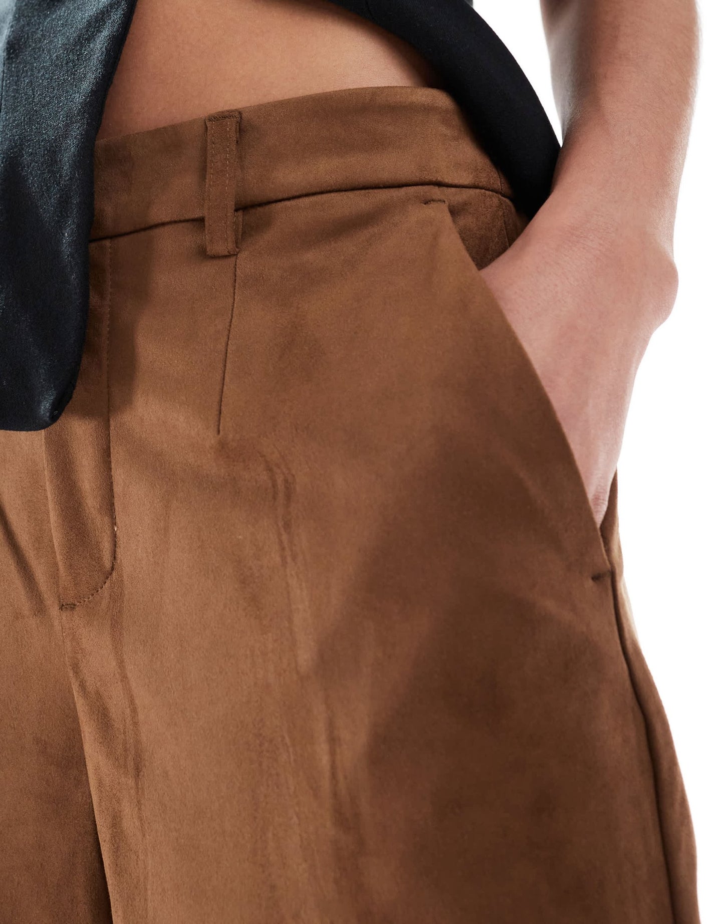 Object premium faux suede wide leg trousers in camel - ASOS Sample Sale