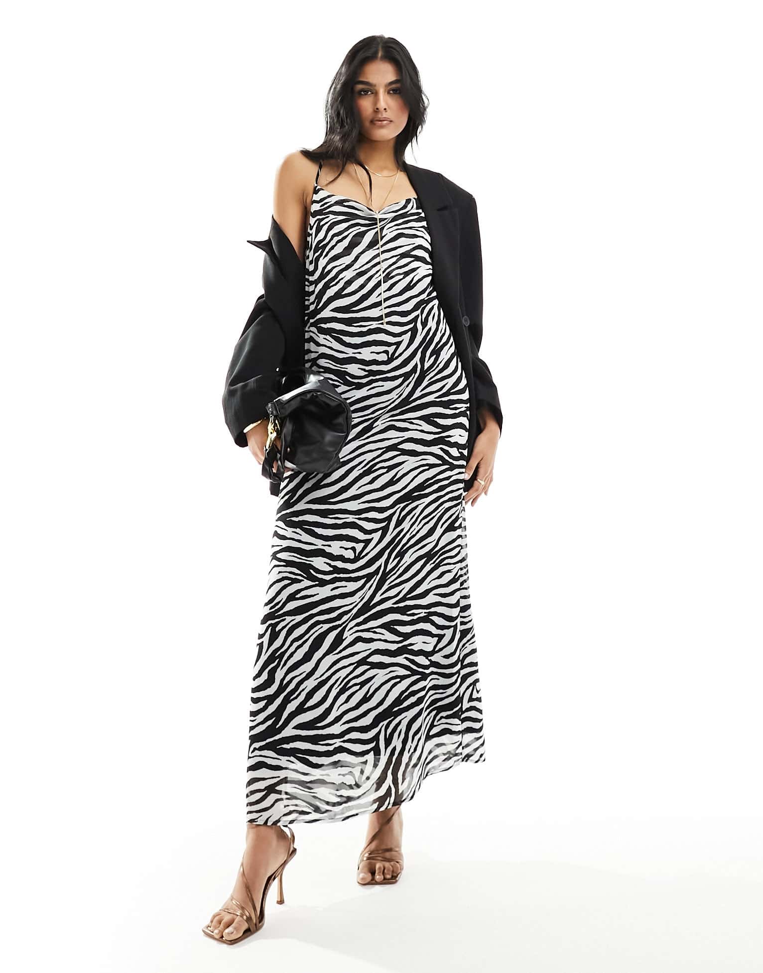 Object slinky maxi slip dress in zebra print - ASOS Sample Sale