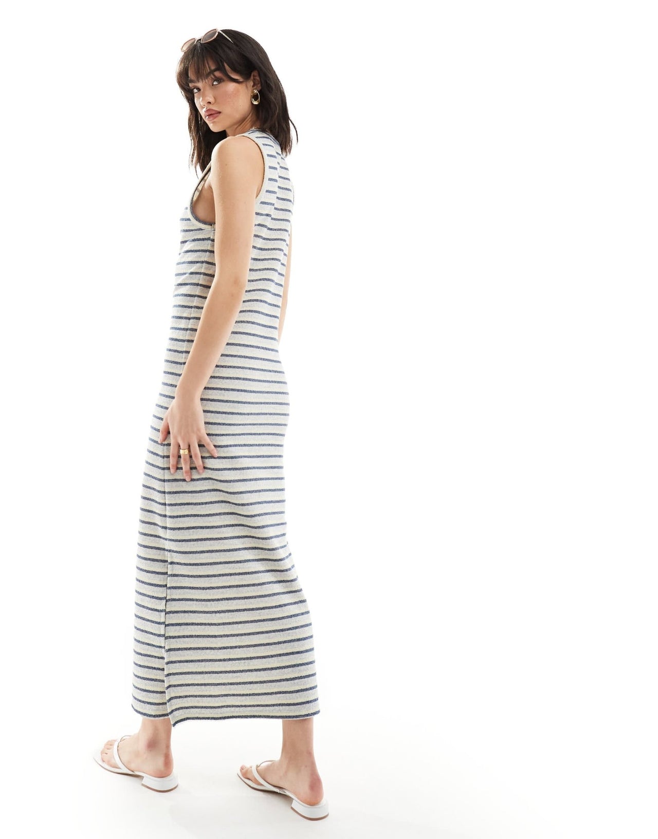 Object slubby knit maxi dress in serenity blue stripe - ASOS Sample Sale