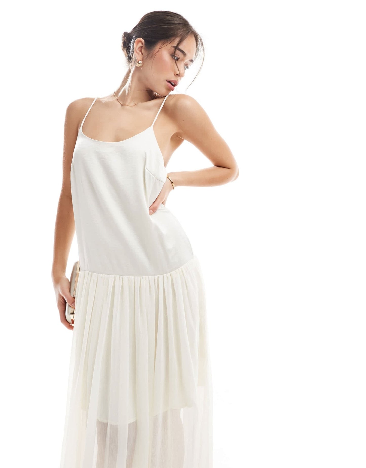 Object tulle maxi slip dress in off white - ASOS Sample Sale