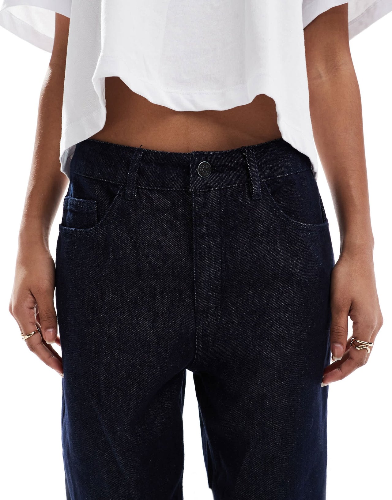 Object wide leg turn up jeans with stripe detail co - ord in dark blue denim - ASOS Sample Sale