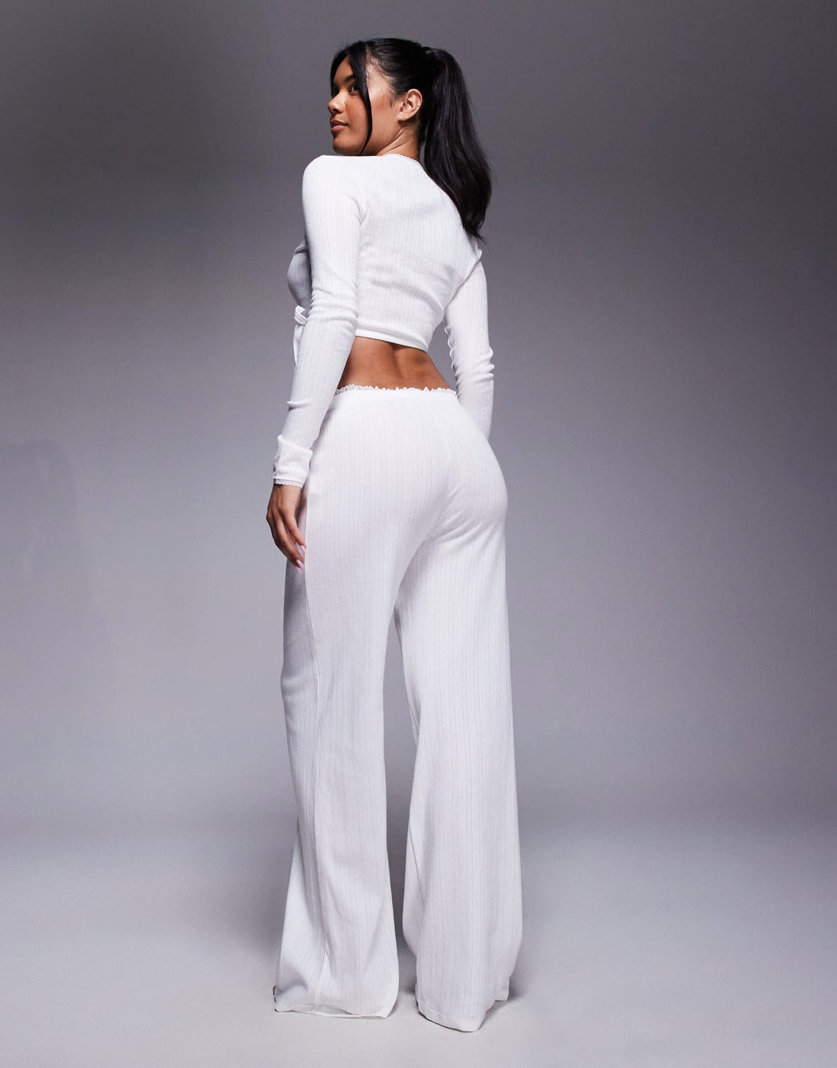 Oh Polly relaxed lounge trouser co-ord in white - ASOS Sample Sale