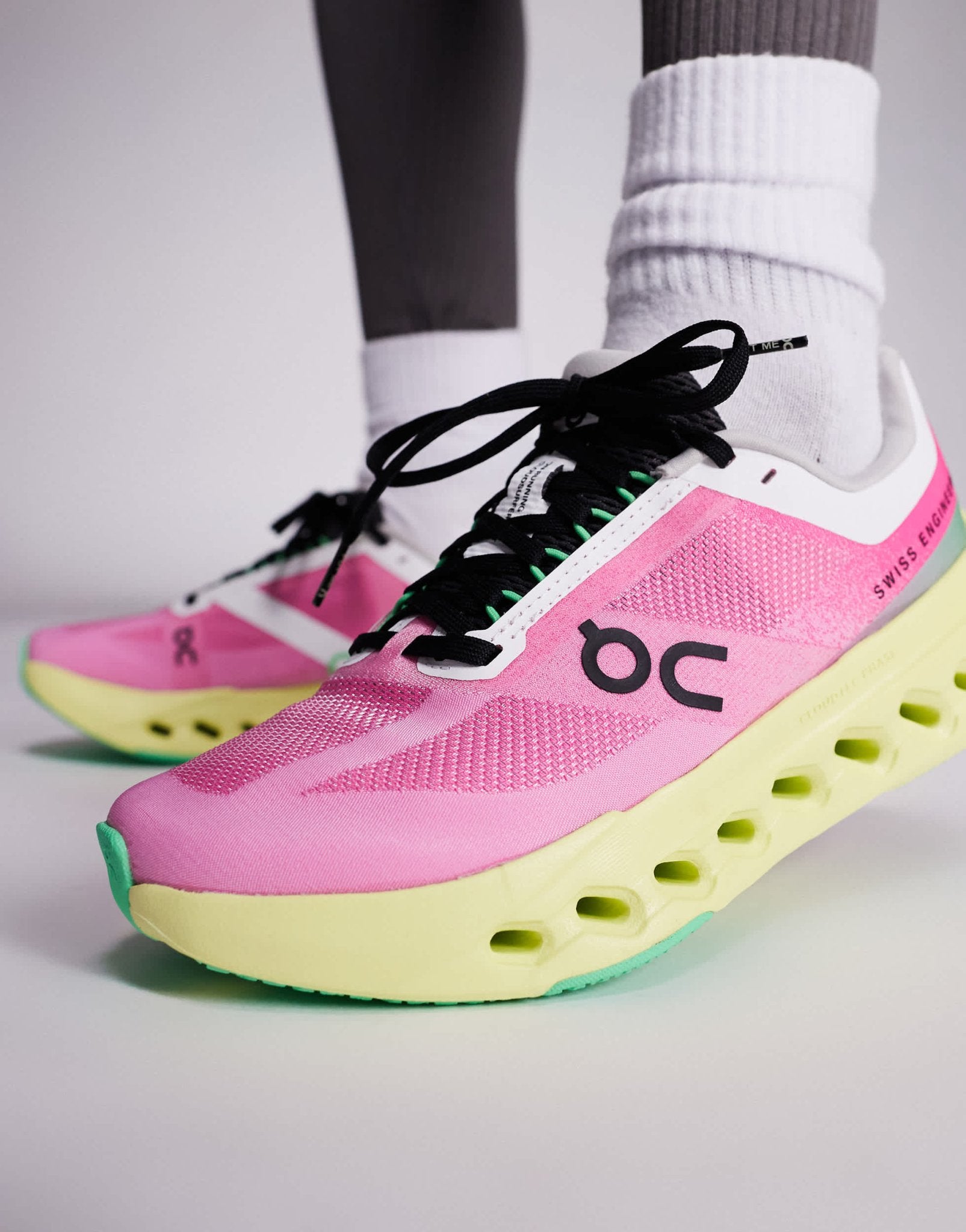 ON Cloudsurfer Next running trainers in pink and limelight - ASOS Sample Sale