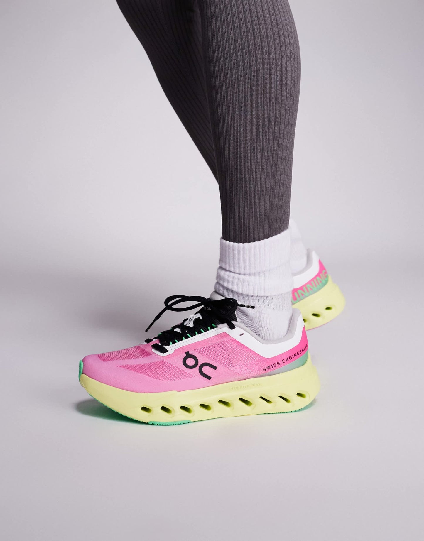 ON Cloudsurfer Next running trainers in pink and limelight - ASOS Sample Sale