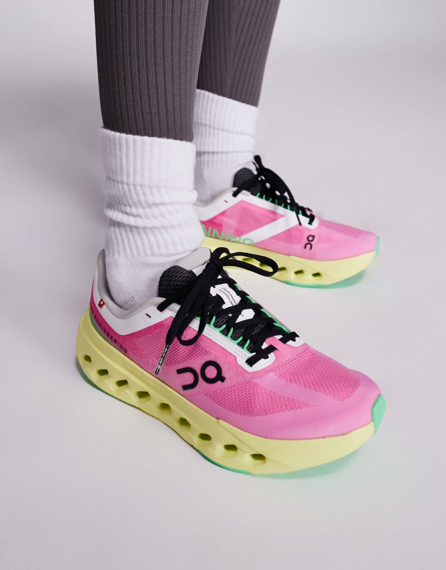 ON Cloudsurfer Next running trainers in pink and limelight - ASOS Sample Sale