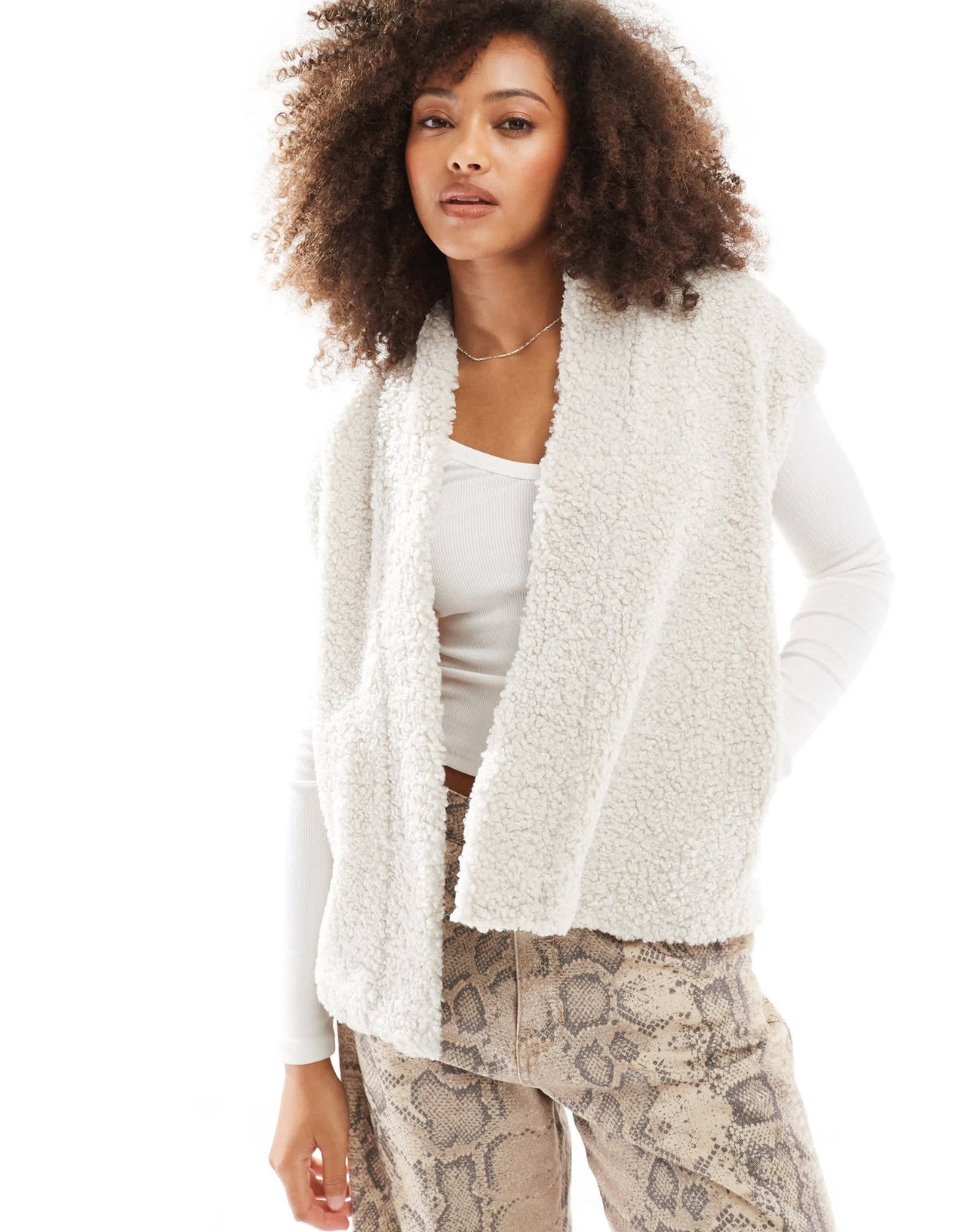 ONLY borg vest in cream - ASOS Sample Sale