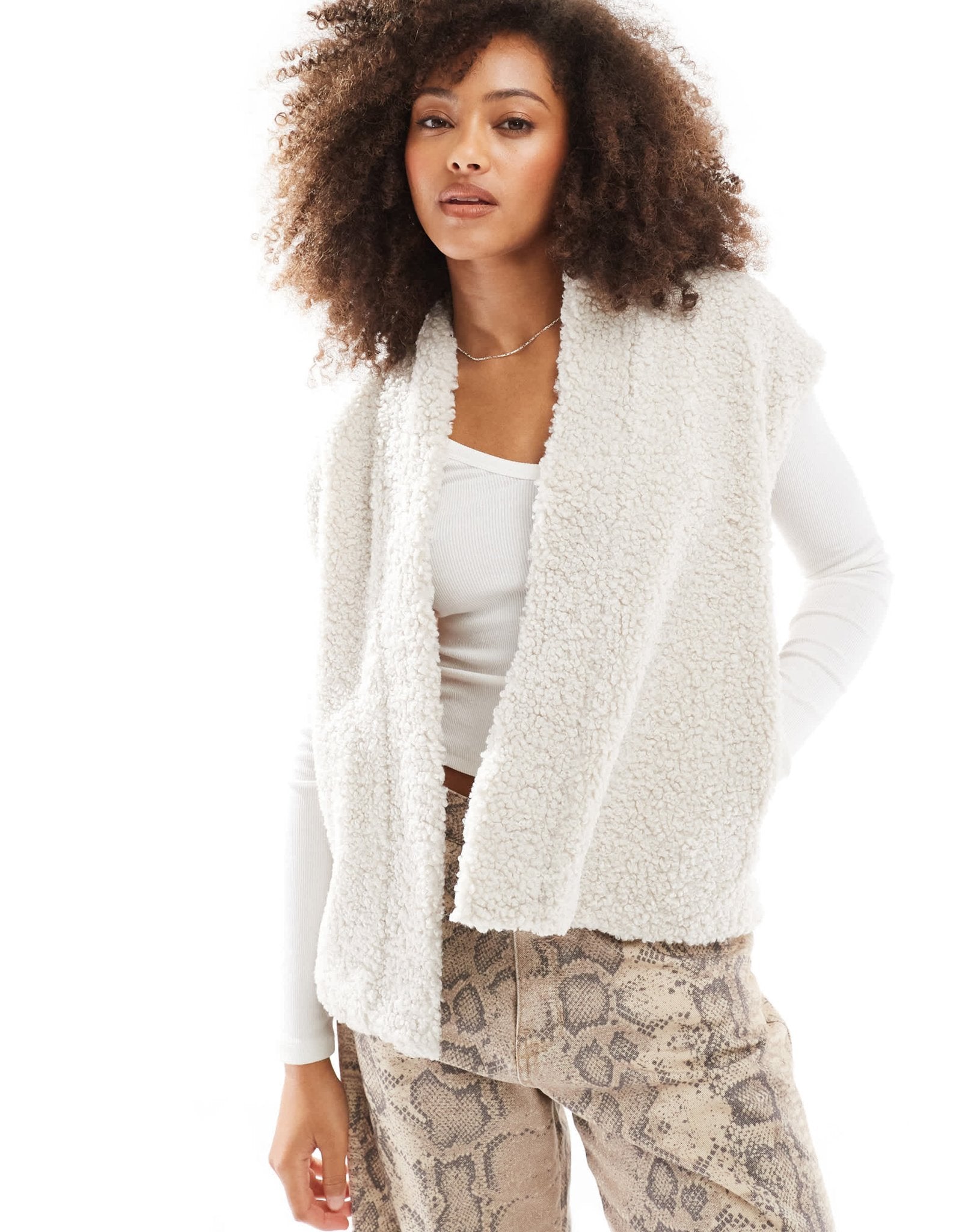 ONLY borg vest in cream - ASOS Sample Sale