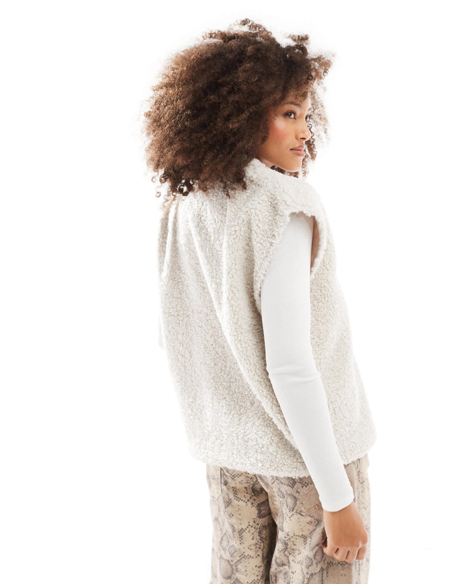 ONLY borg vest in cream - ASOS Sample Sale