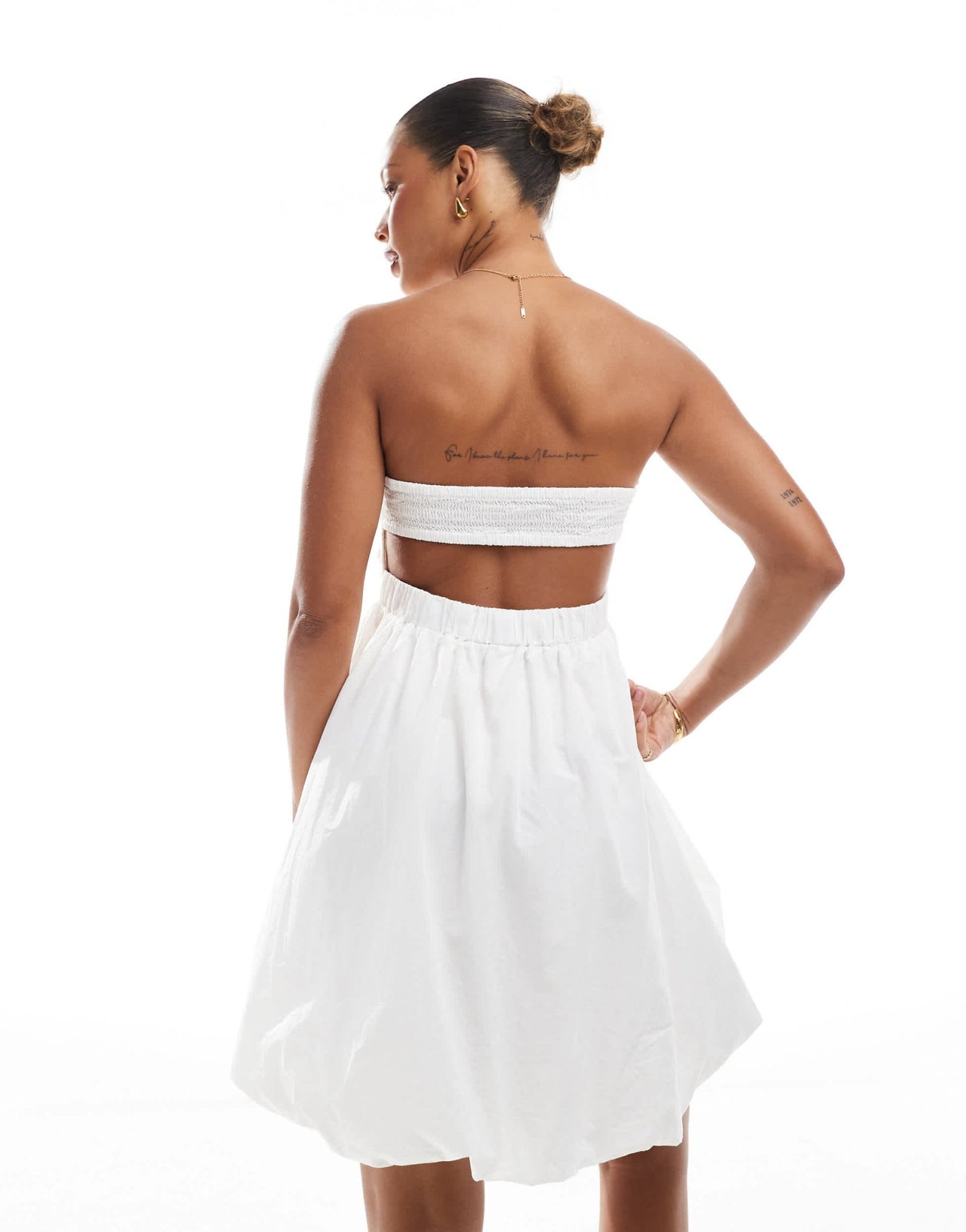 ONLY bubble hem bandeau mini dress in white - ASOS Sample Sale