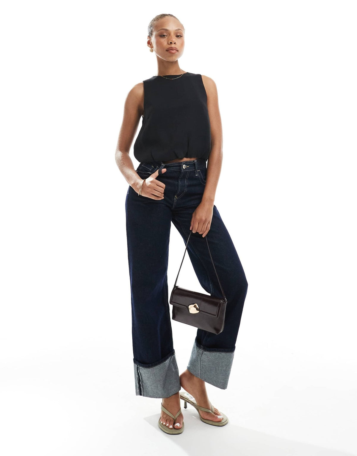 ONLY bubble hem crop top in black - ASOS Sample Sale