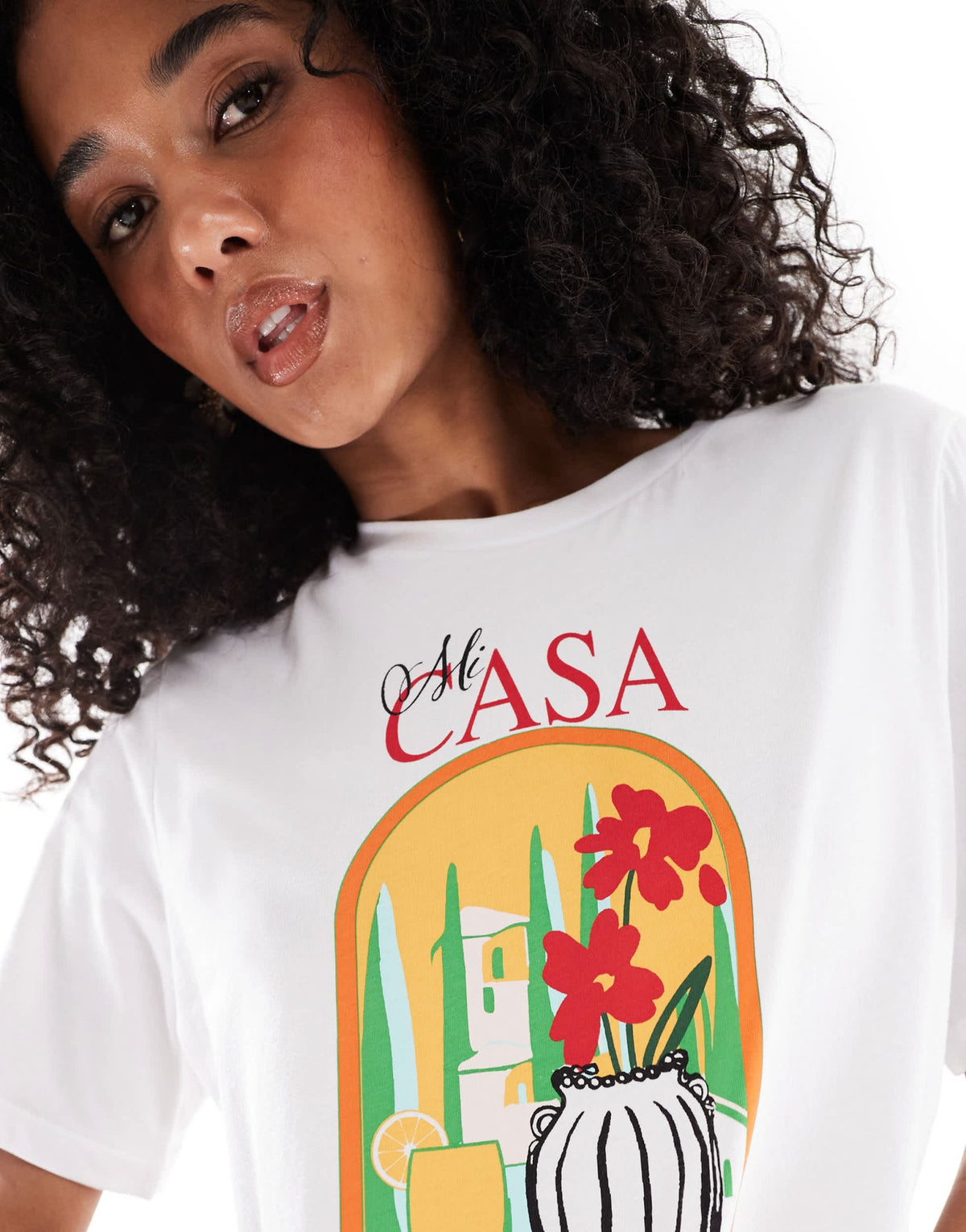 ONLY casa graphic boxy t-shirt in white - ASOS Sample Sale