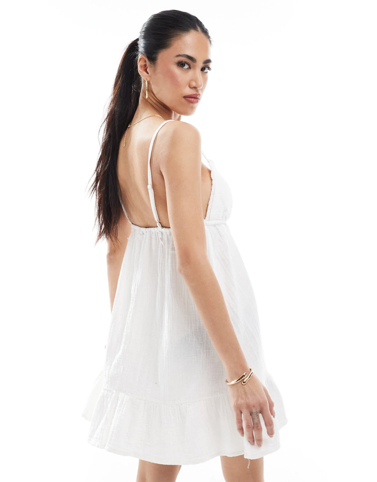 ONLY cheesecloth cami mini dress in white - ASOS Sample Sale