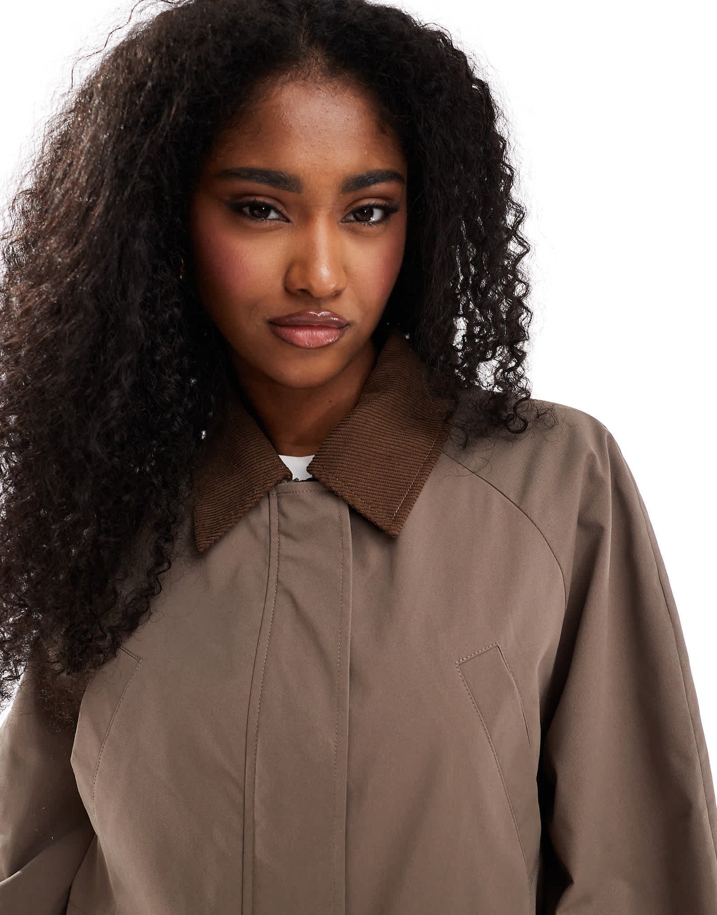 ONLY contrast detail barn jacket in brown - ASOS Sample Sale
