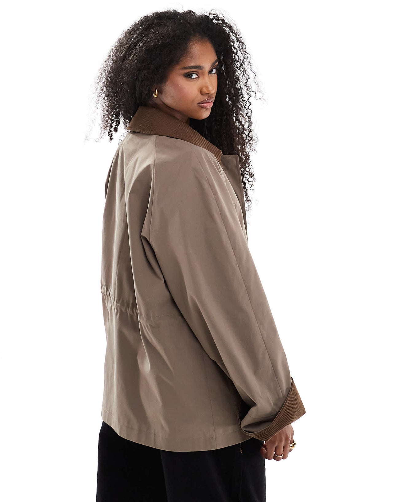 ONLY contrast detail barn jacket in brown - ASOS Sample Sale
