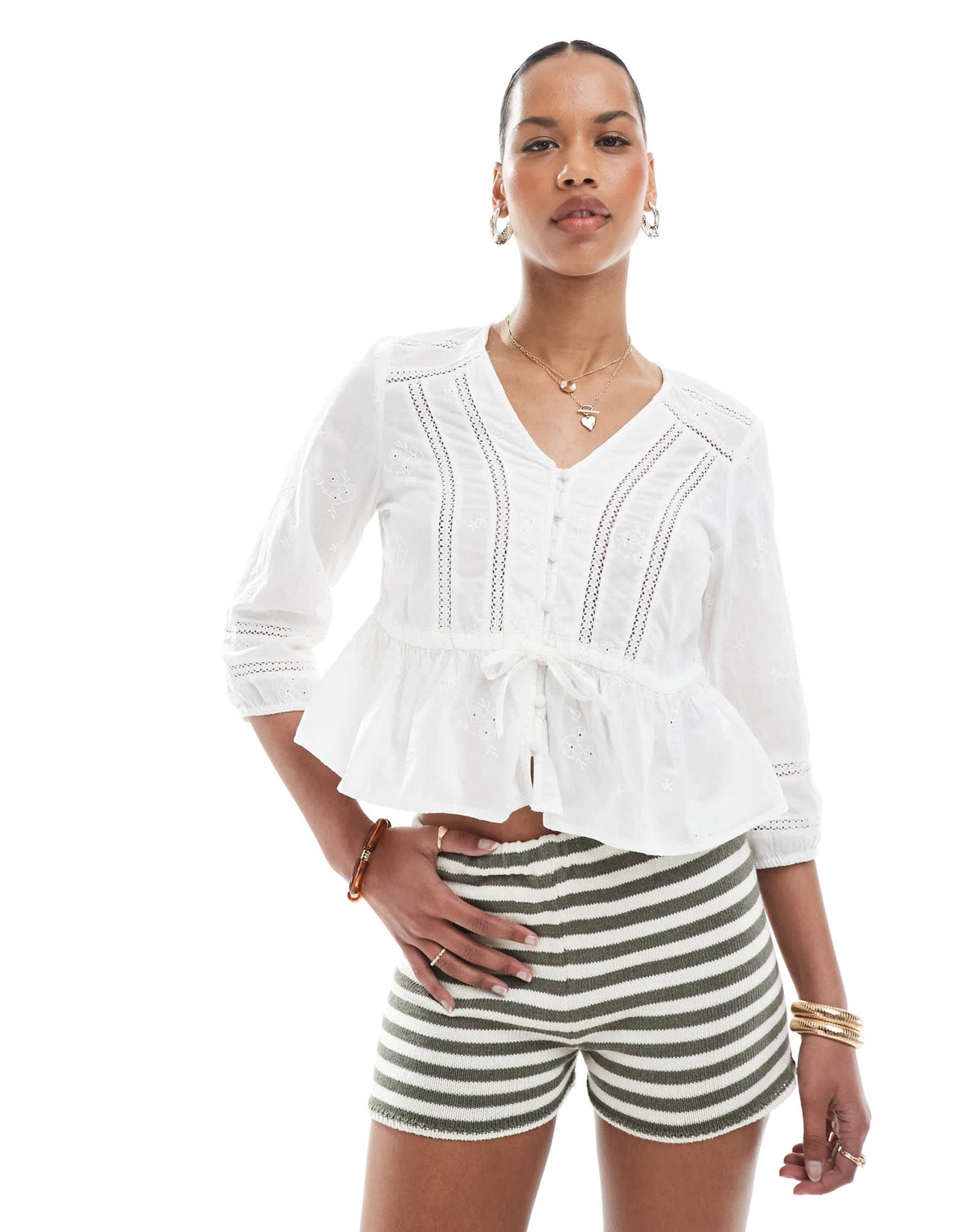 ONLY crochet detail blouse in white - ASOS Sample Sale
